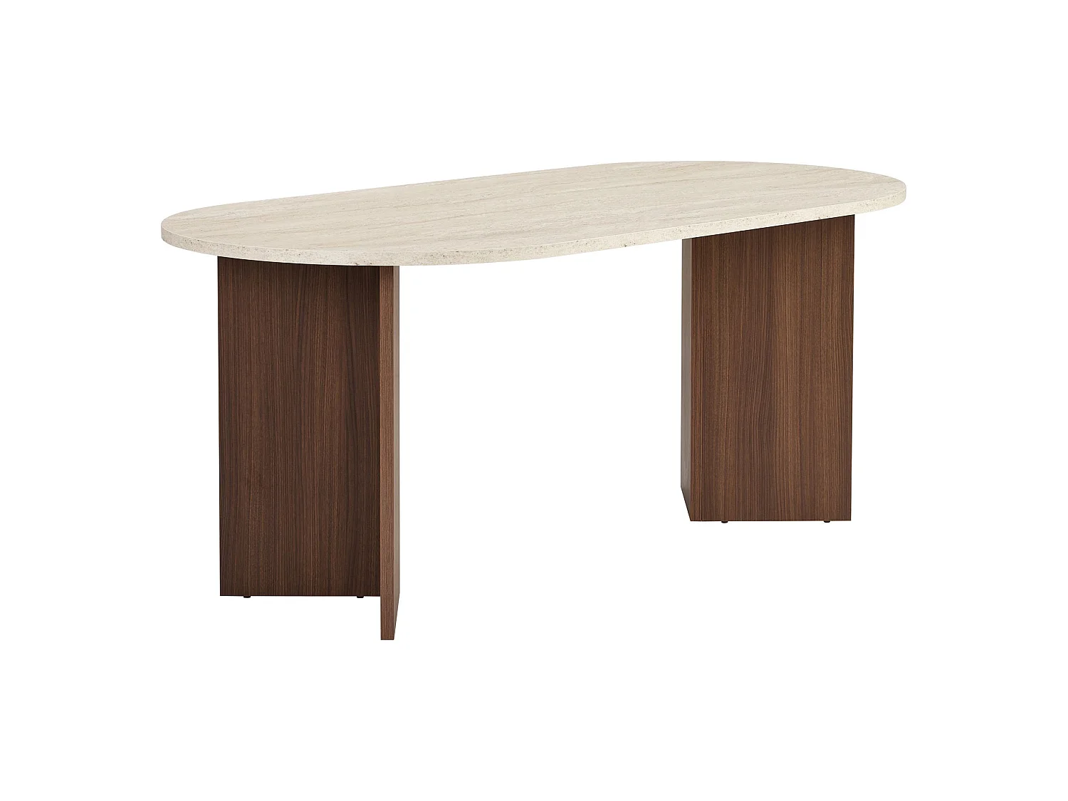 Tavolo Fisso Monterano, 6 Posti, 180x90x75h cm Beige Marmo, Forma Ovale, Colore Ripiano Beige