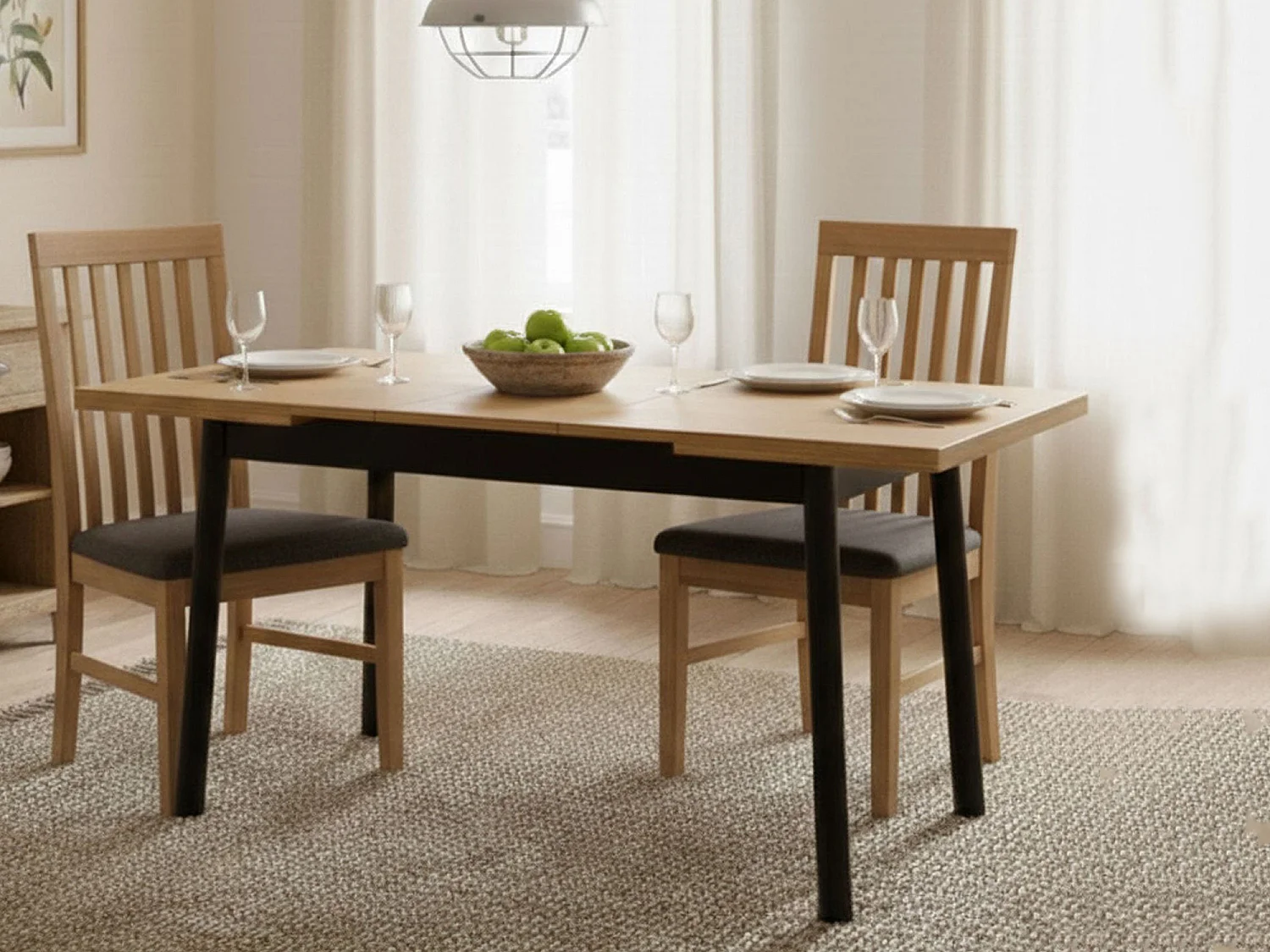 Mesa Extensível Rodello, extensível, 153x75x75h cm preta, 8 lugares, mecanismo de extensão central