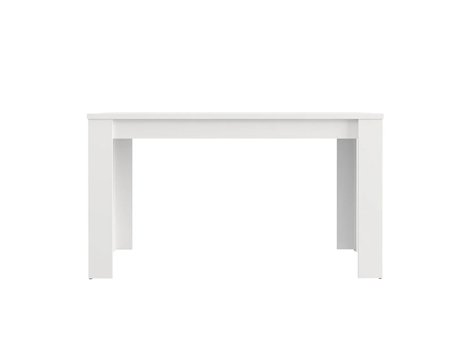 Table Fixe Sort, 6 Places, 135x80x76h cm Blanc Mat, Plateau Effet Rainuré, Forme Rectangulaire