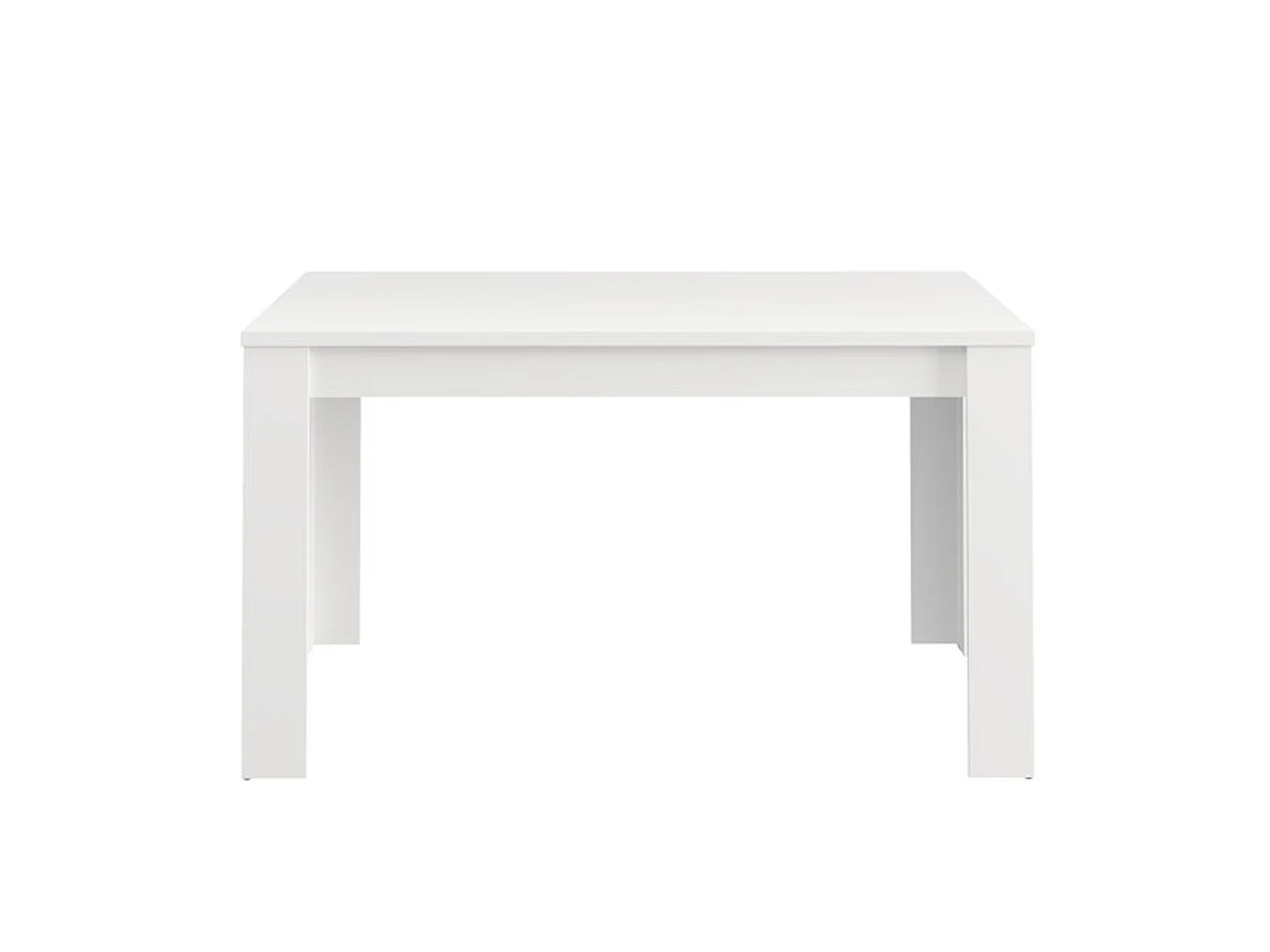 Table Fixe Sort, 6 Places, 135x80x76h cm Blanc Mat, Plateau Effet Rainuré, Forme Rectangulaire