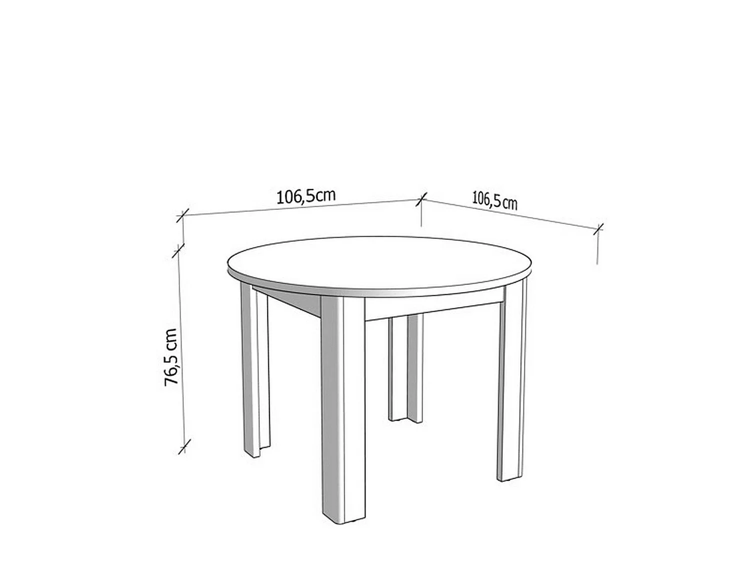 Table Fixe Gorlago, 4 Places, 107x107x77h cm Marron Chêne Nœuds, Rond, Plateau en Bois Mélaminé