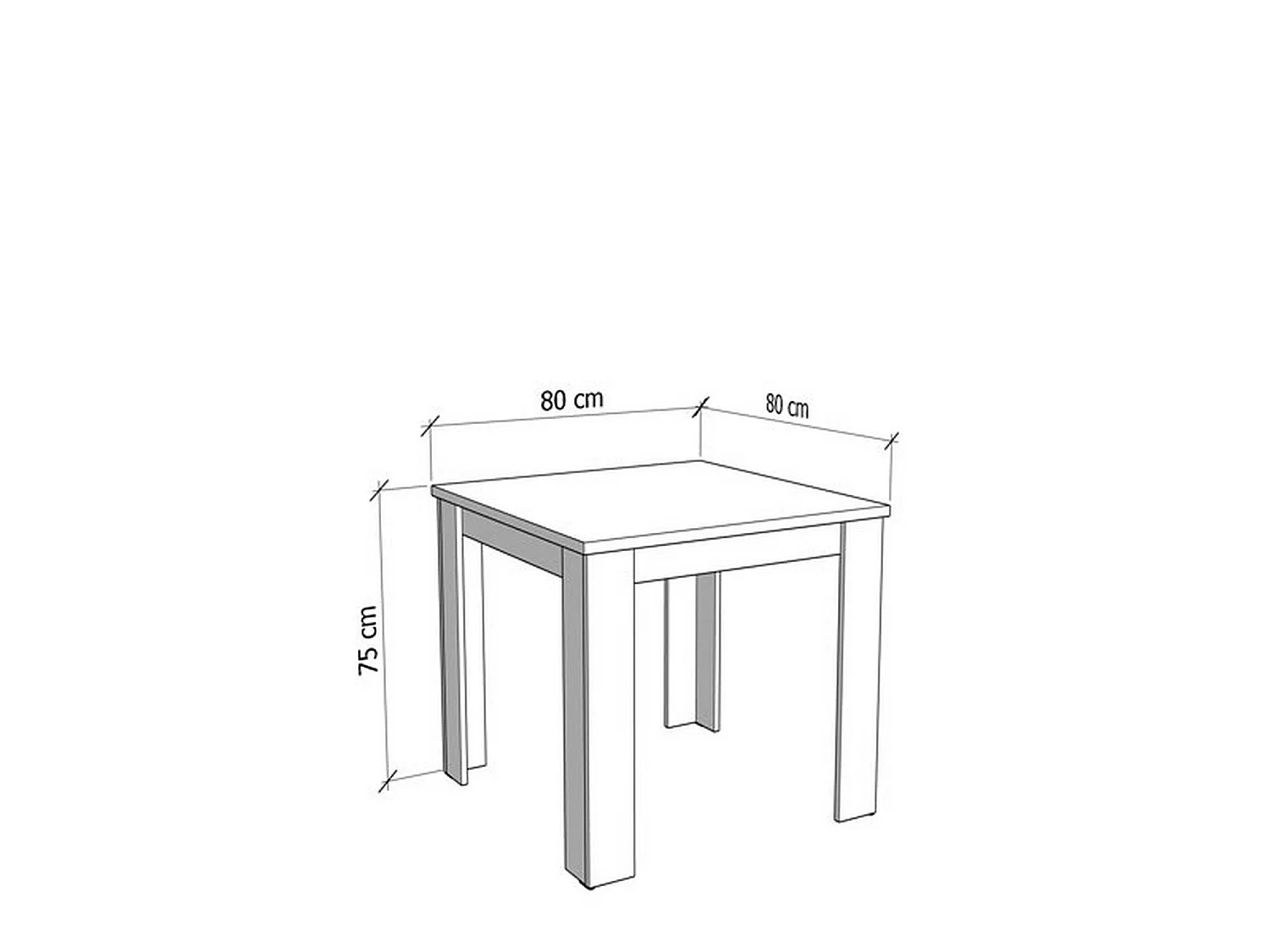 Table Fixe Cagno, 4 Places, 80x80x75 cm Marron, Forme Rectangulaire, Plateau en Bois Mélaminé