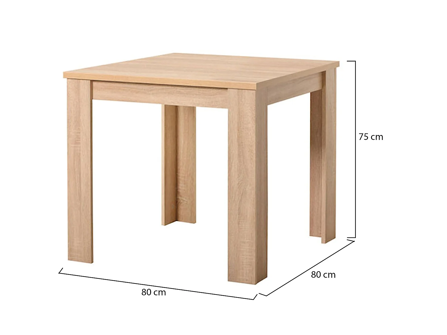 Table Fixe Cagno, 4 Places, 80x80x75 cm Marron, Forme Rectangulaire, Plateau en Bois Mélaminé