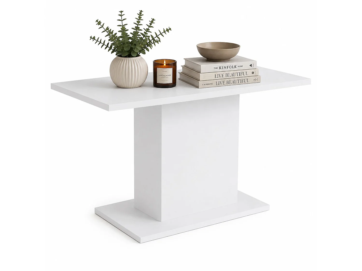 Tavolo Fisso Litarari, 6 Posti, 138x80x74h cm Bianco, Forma Rettangolare, Materiale Piano in Legno Nobilitato