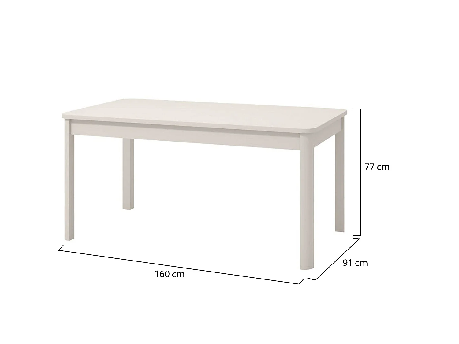 Table Fixe Tonara, 6 Places, 160x91x77h cm Blanc, Forme Rectangulaire, Plateau en Bois Mélaminé