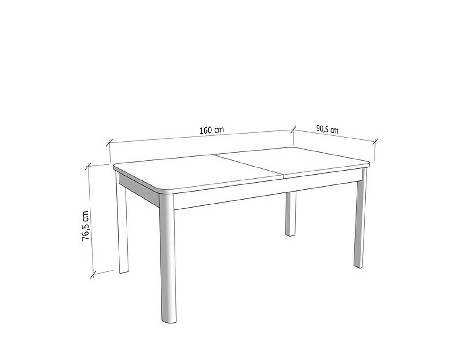 Table Fixe Tonara, 6 Places, 160x91x77h cm Blanc, Forme Rectangulaire, Plateau en Bois Mélaminé