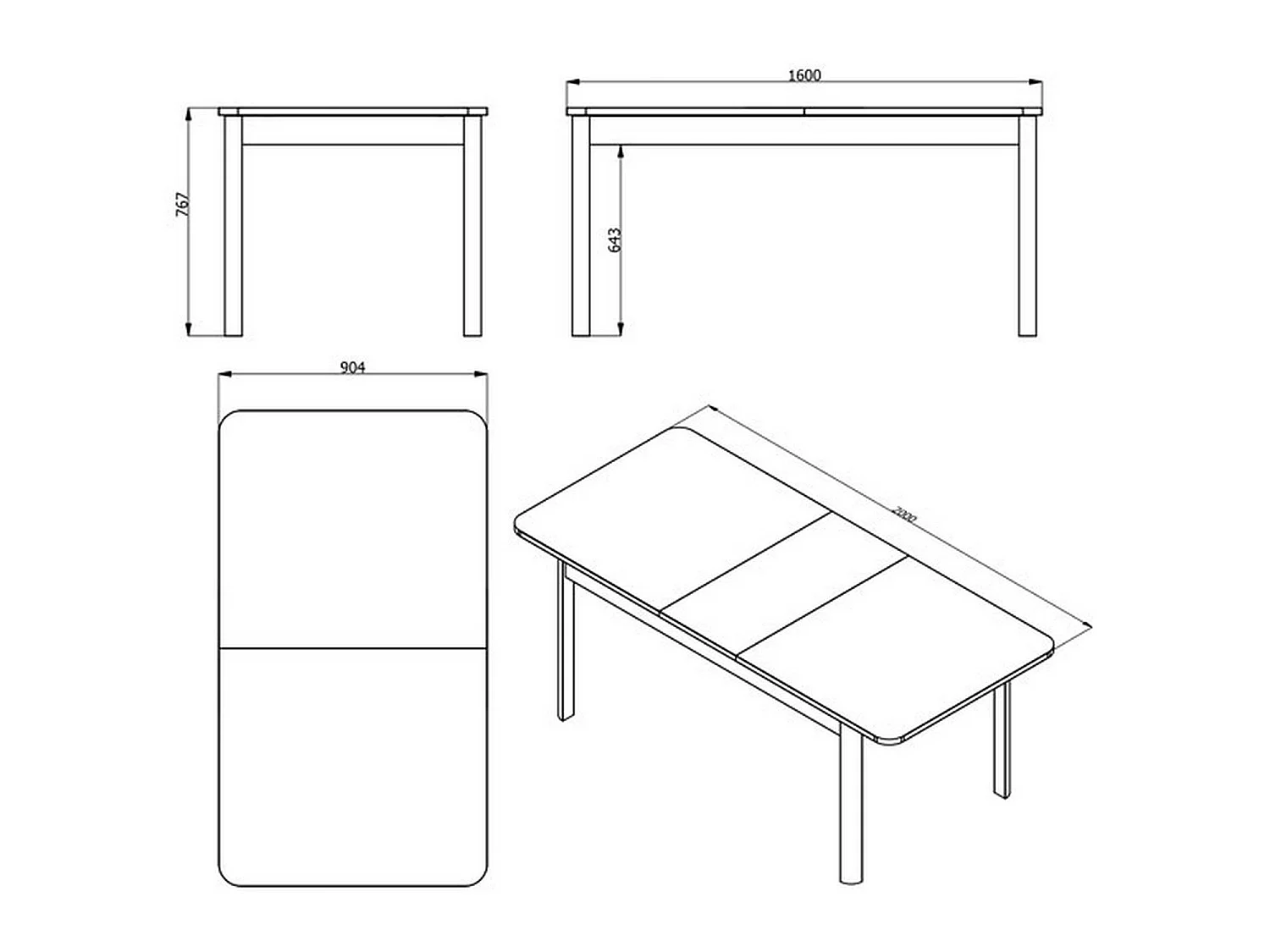 Table Fixe Tonara, 6 Places, 160x91x77h cm Blanc, Forme Rectangulaire, Plateau en Bois Mélaminé
