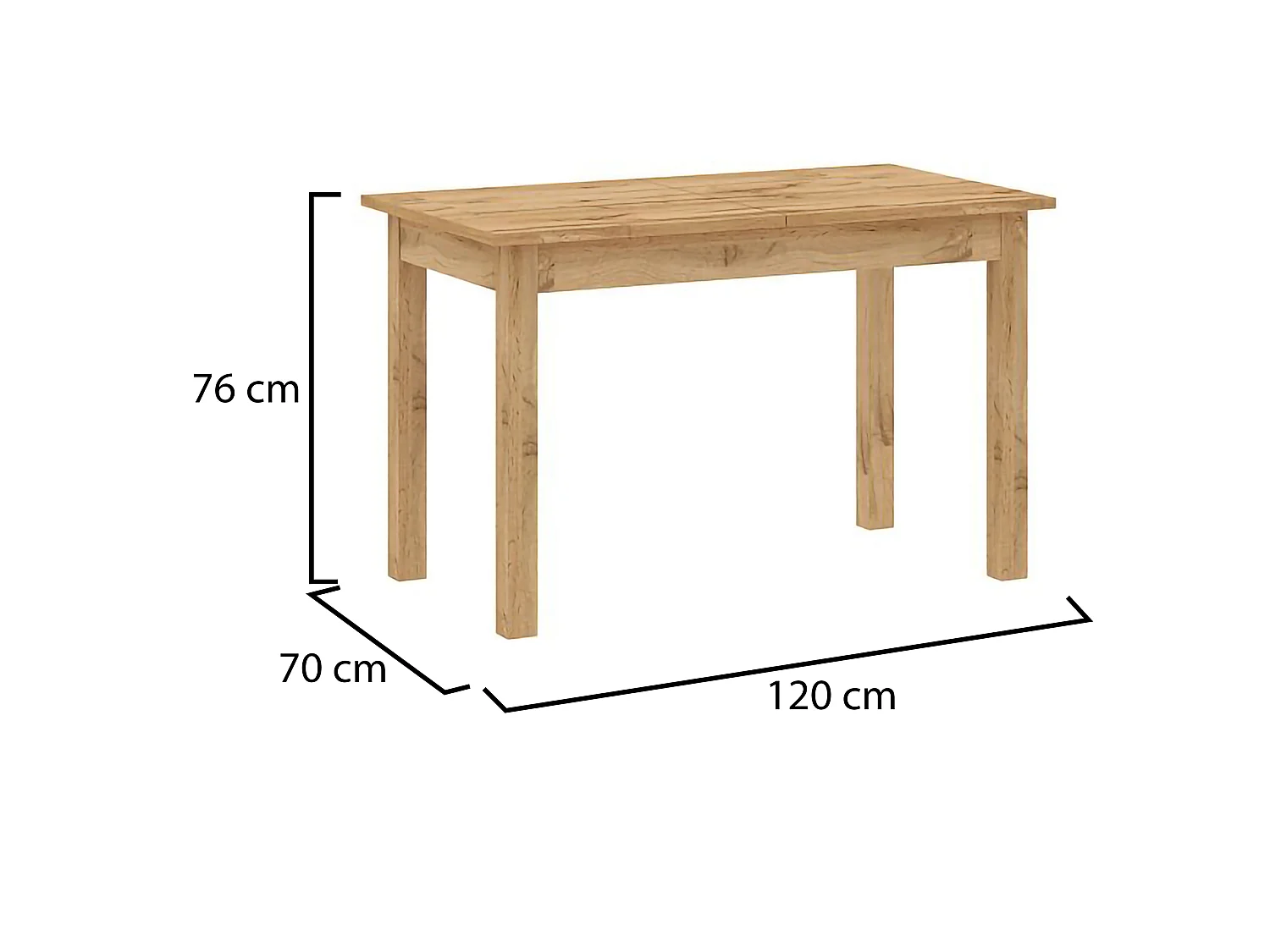 Table Fixe Litabana, 6 Places, 120x70x76h cm Chêne Brun Nœud, Forme Rectangulaire, Nuance de Structure Chêne Nœud