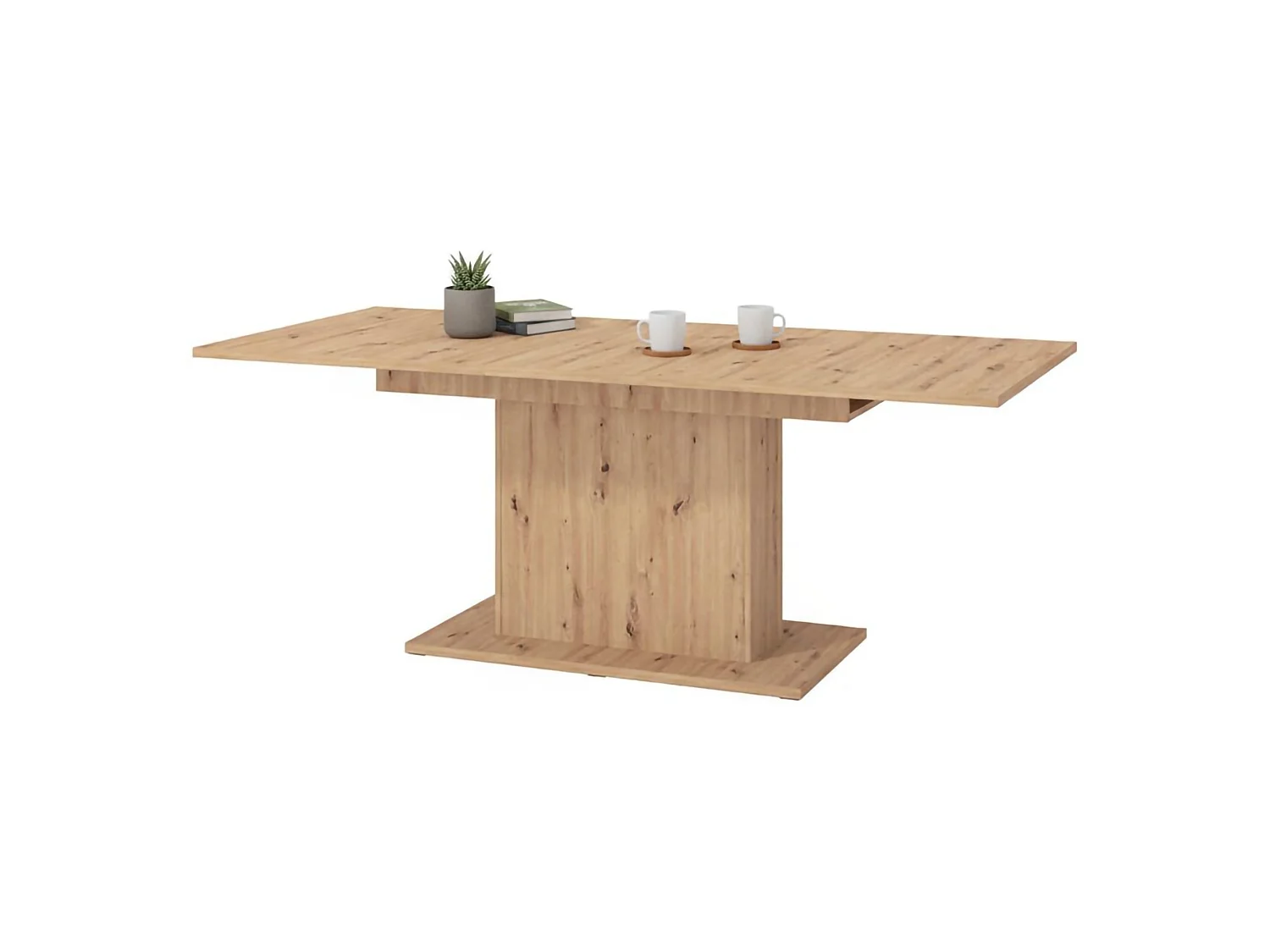 Table Fixe Siano, 6 Places, 160x92x76h cm Chêne Brun Noué, Forme Rectangulaire, Plateau en Bois Nobilité