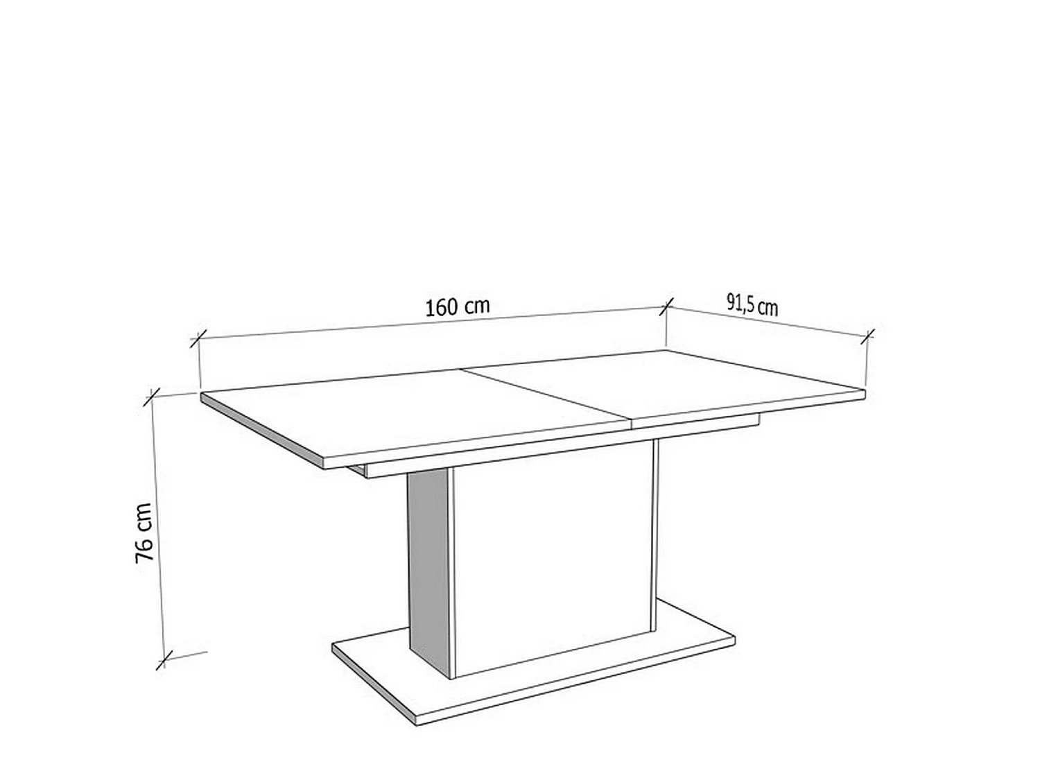 Table Fixe Siano, 6 Places, 160x92x76h cm Chêne Brun Noué, Forme Rectangulaire, Plateau en Bois Nobilité