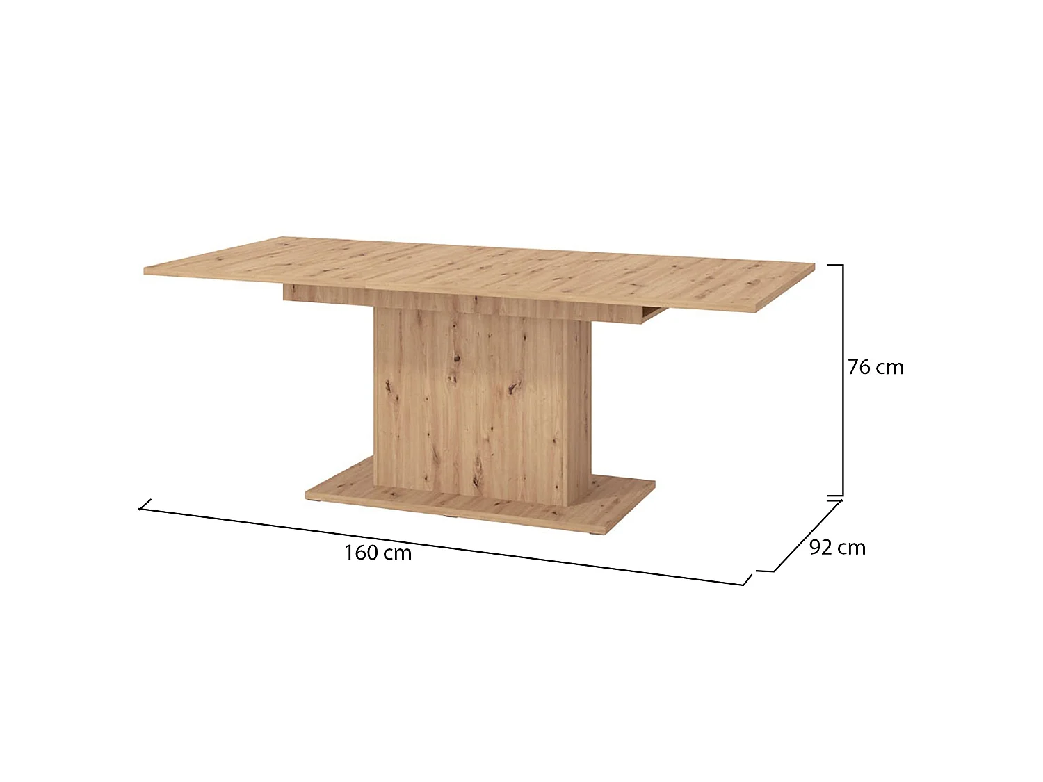 Table Fixe Siano, 6 Places, 160x92x76h cm Chêne Brun Noué, Forme Rectangulaire, Plateau en Bois Nobilité