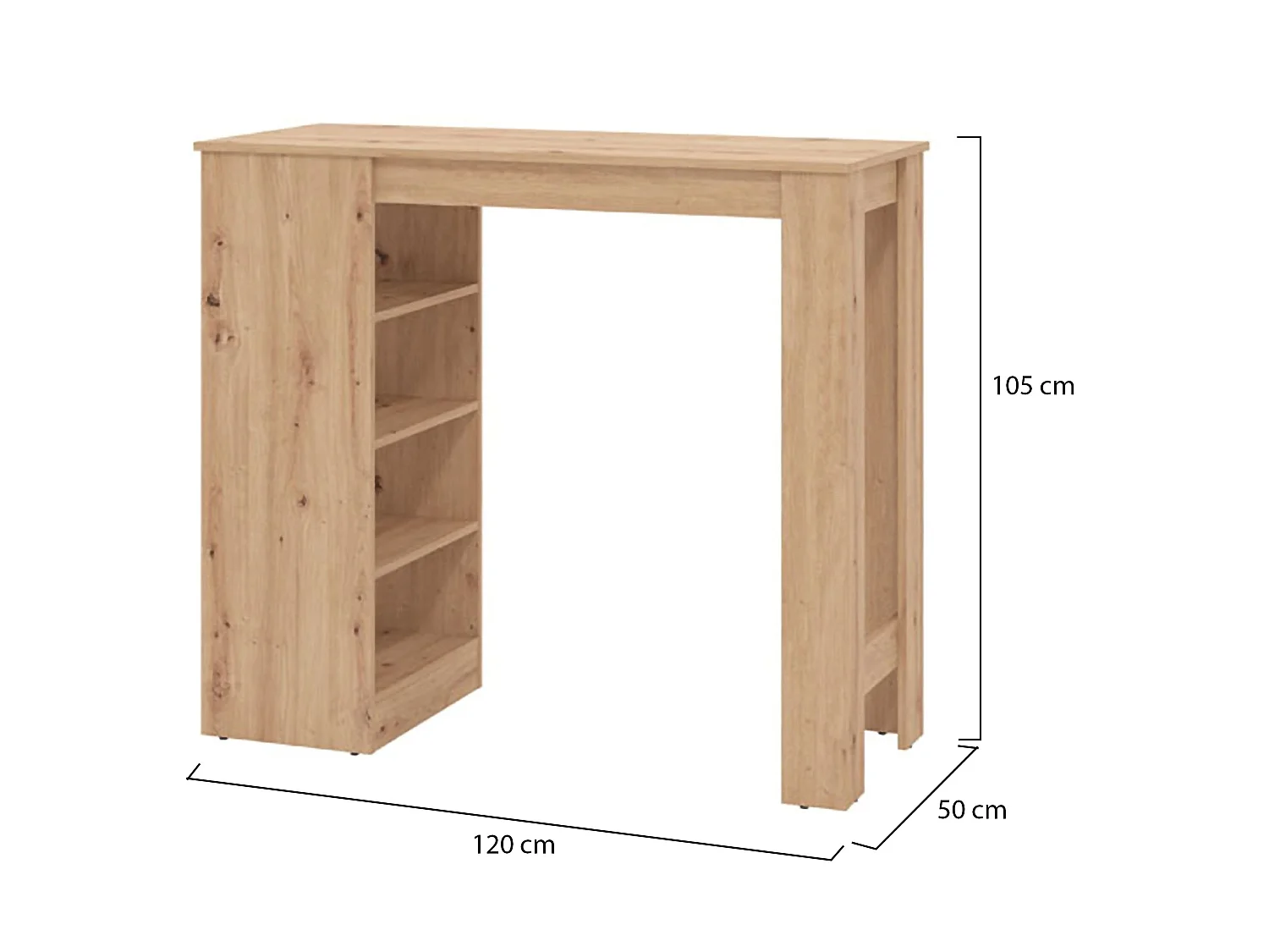 Table Fixe Sedriano, 2 Places, 120x50x105h cm, Chêne Marron Nœuds, Forme Rectangulaire, Plateau en Bois Mélaminé