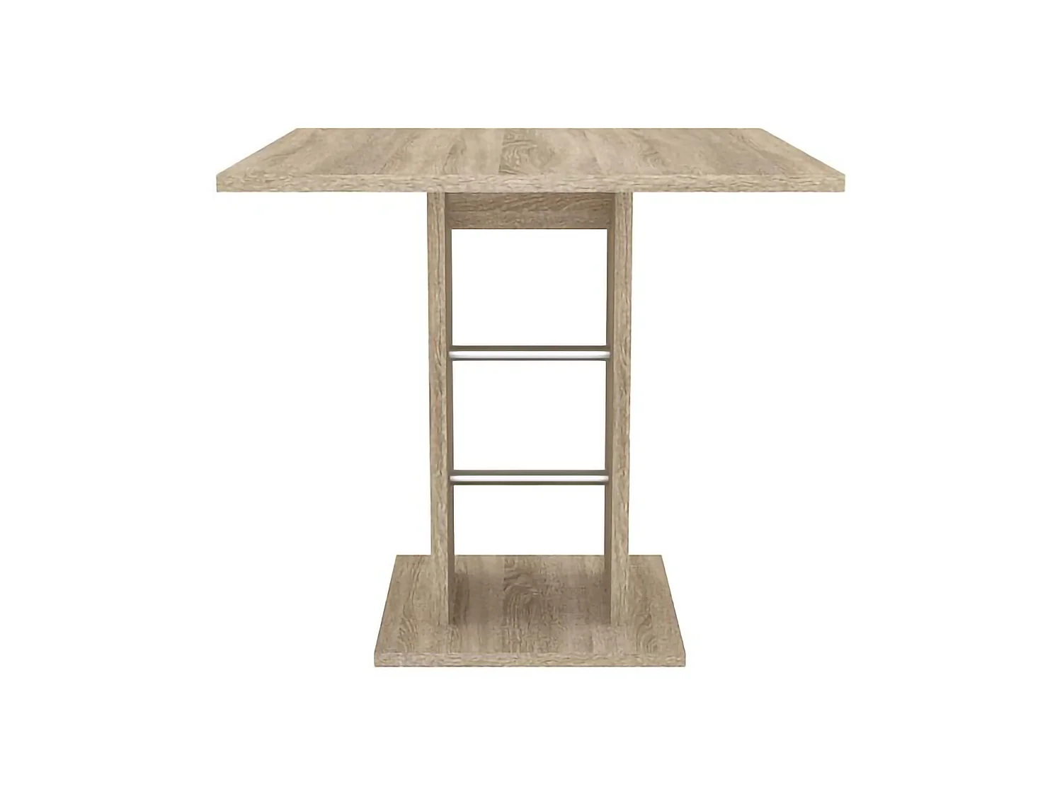 Table Fixe Livala, 4 Places, 76x76x74h cm Chêne Marron, Détails Métal, Forme Carrée