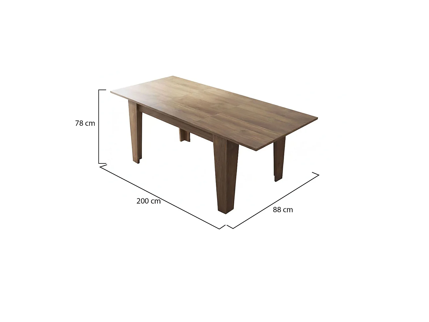 Table extensible Salmour, extensible, 200x88x78h cm marron noyer, mécanisme d'extension central, longueur max 200 cm
