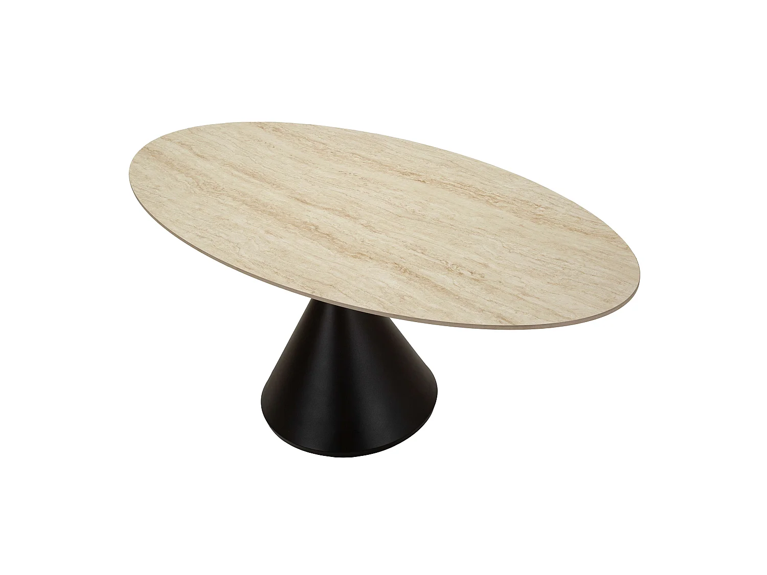 Table Fixe Baleha, 4 Places, 180x90x73h cm Chêne Marron, Forme Ovale, Nuance Couleur Structure Chêne