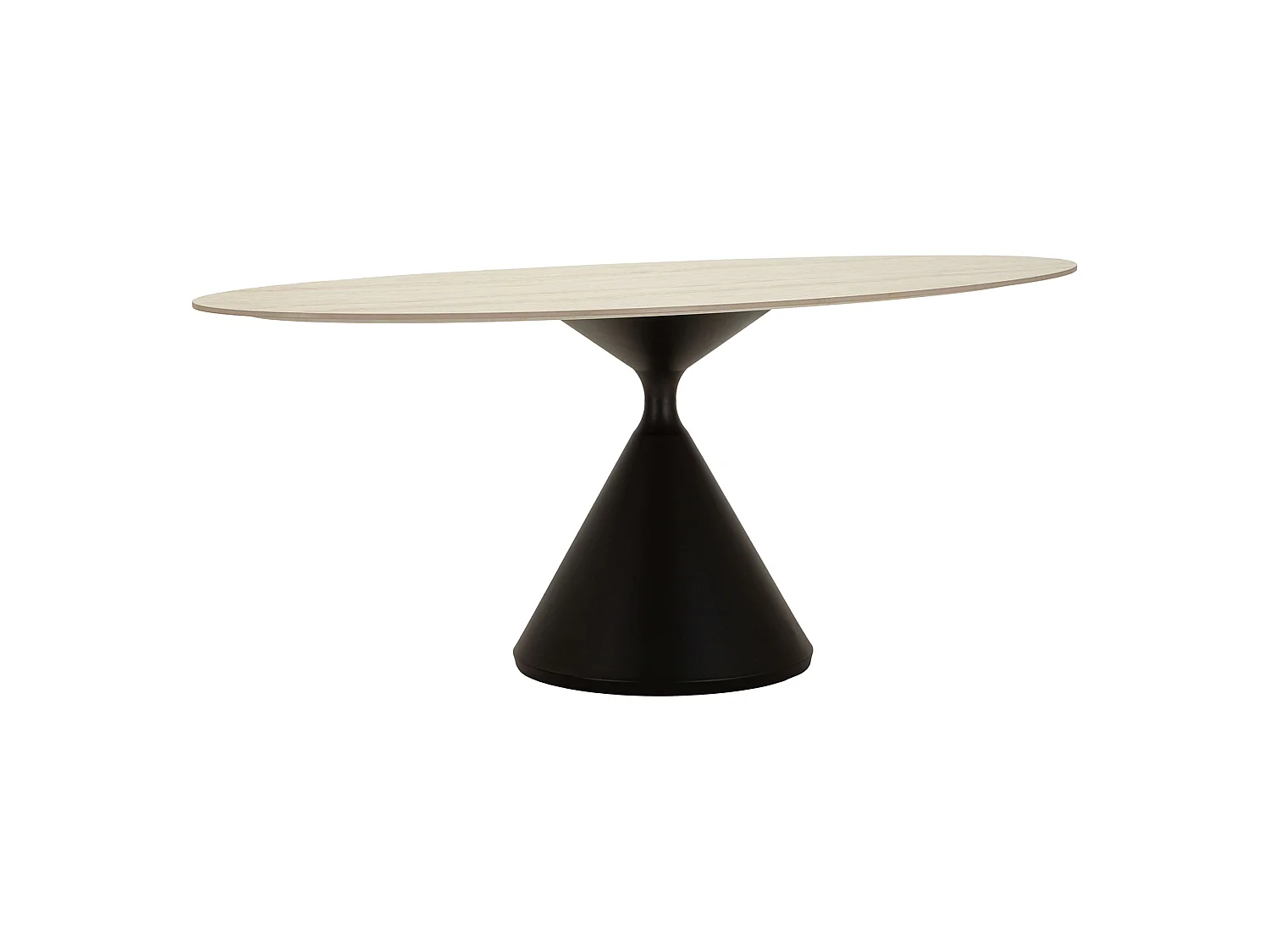 Table Fixe Baleha, 4 Places, 180x90x73h cm Chêne Marron, Forme Ovale, Nuance Couleur Structure Chêne