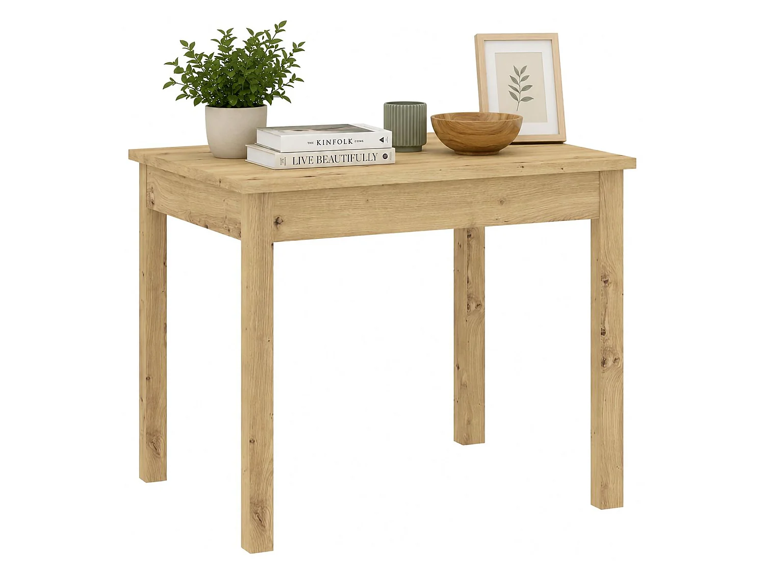 Table Fixe Lofaka, 4 Places, 80x80x76h cm Brun Chêne Nœuds, Forme Carrée, Finition Colorée Structure Chêne Nœuds