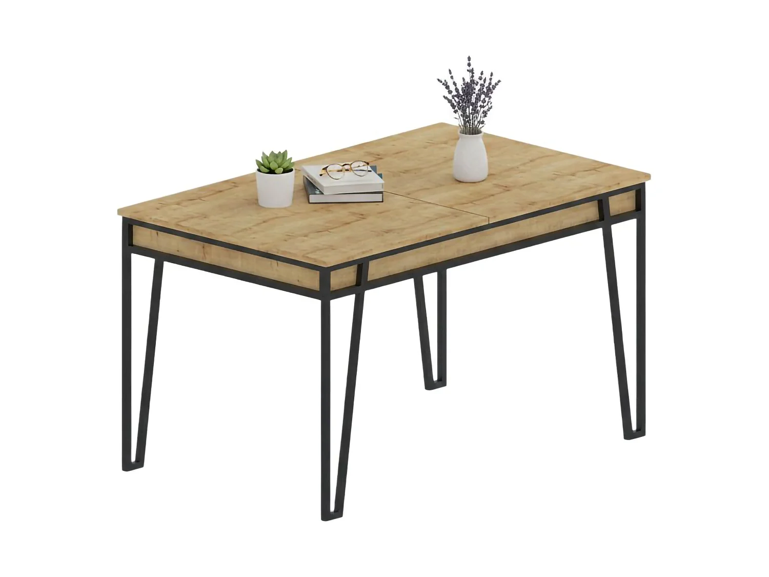 Table extensible Terralba, 4 places, 80x170x76h cm chêne brun