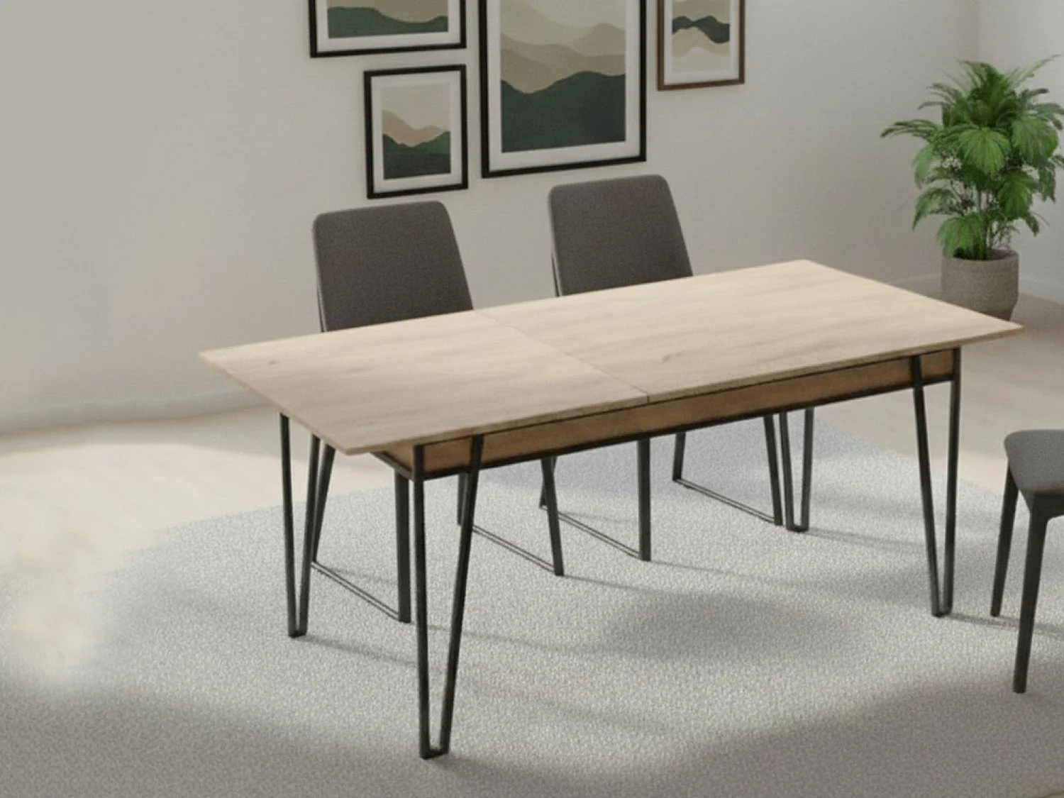 Table extensible Terralba, 4 places, 80x170x76h cm chêne brun
