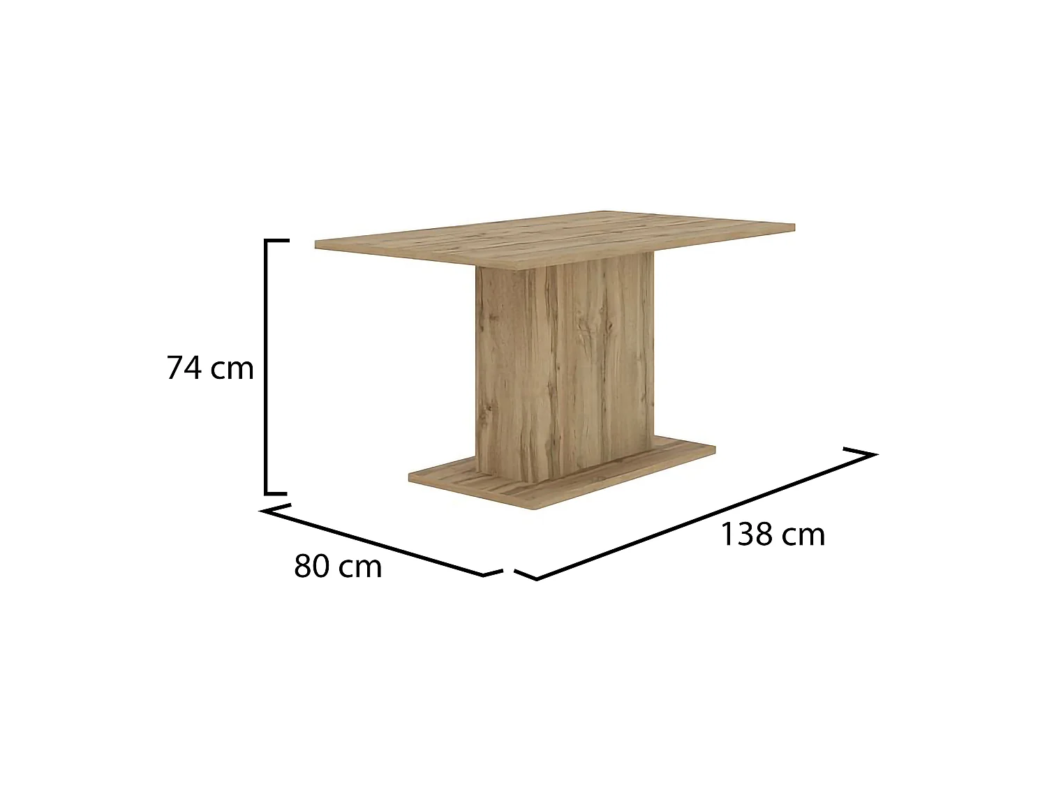 Tavolo Fisso Litarari, 6 Posti, 138x80x74h cm Marrone Rovere Scuro, Forma Rettangolare, Sfumatura Colore Struttura Rovere Scuro