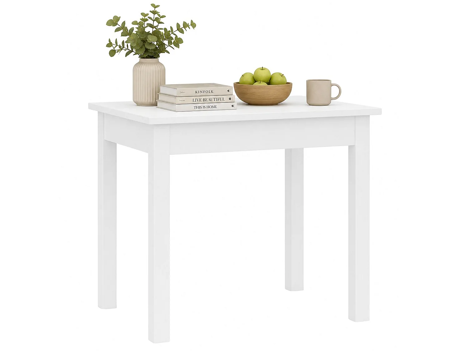 Tavolo Fisso Loda, 4 Posti, 75x55x76h cm Bianco, Forma Rotondo, Materiale Piano in Legno Nobilitato
