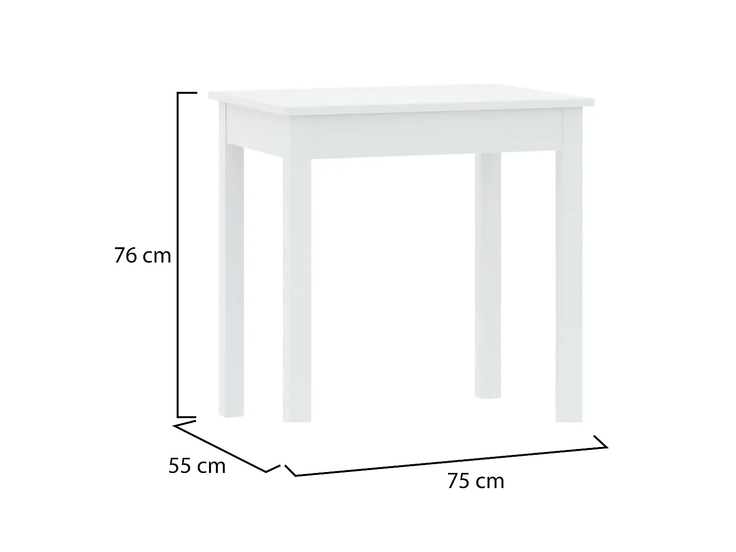 Tavolo Fisso Loda, 4 Posti, 75x55x76h cm Bianco, Forma Rotondo, Materiale Piano in Legno Nobilitato