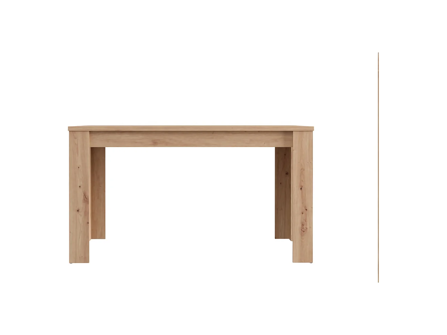 Table Fixe Luarca, 6 Places, 135x80x76h cm Chêne Marron Nœuds, Plateau Effet Lattes, Forme Rectangulaire