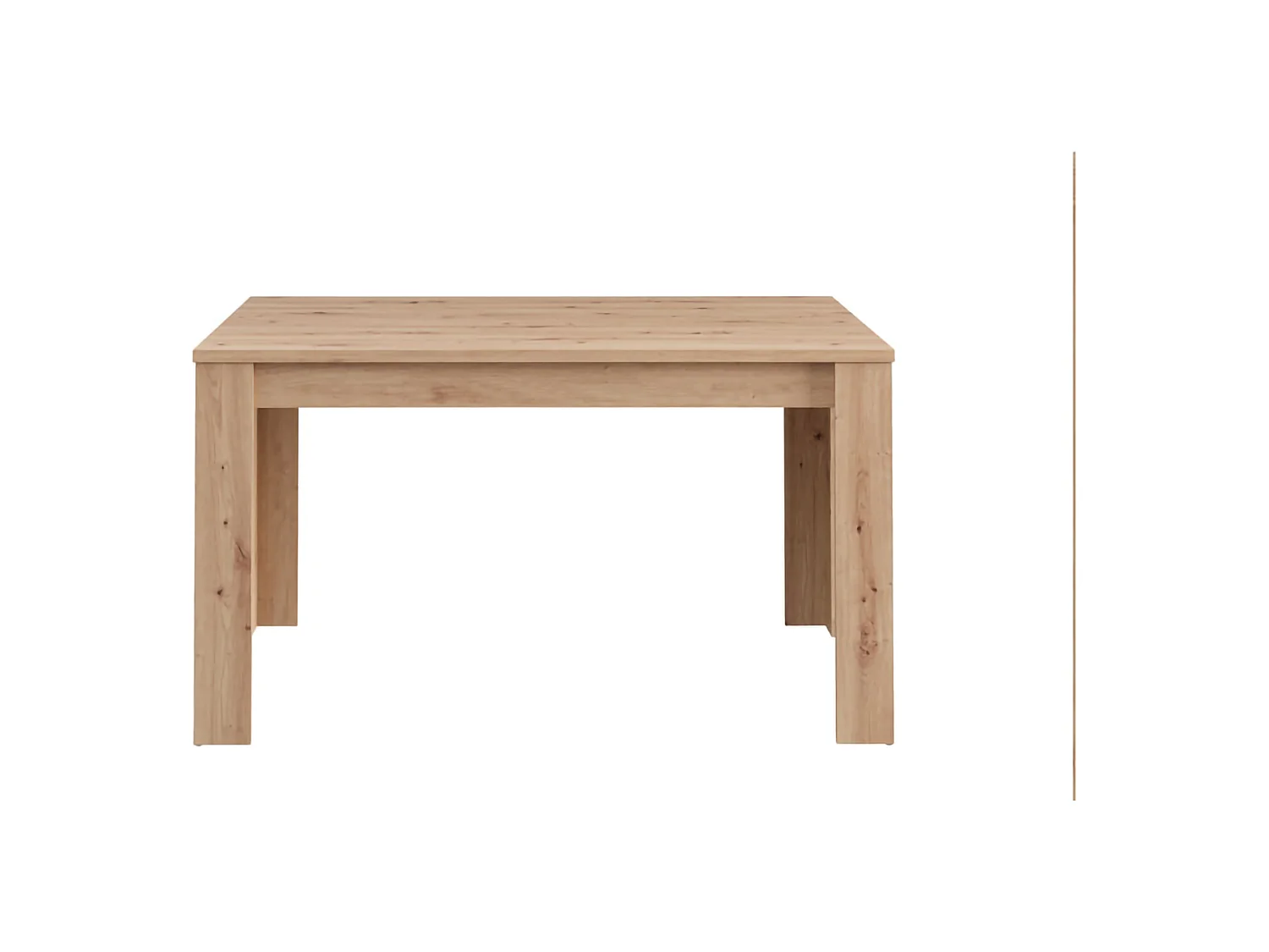 Table Fixe Luarca, 6 Places, 135x80x76h cm Chêne Marron Nœuds, Plateau Effet Lattes, Forme Rectangulaire