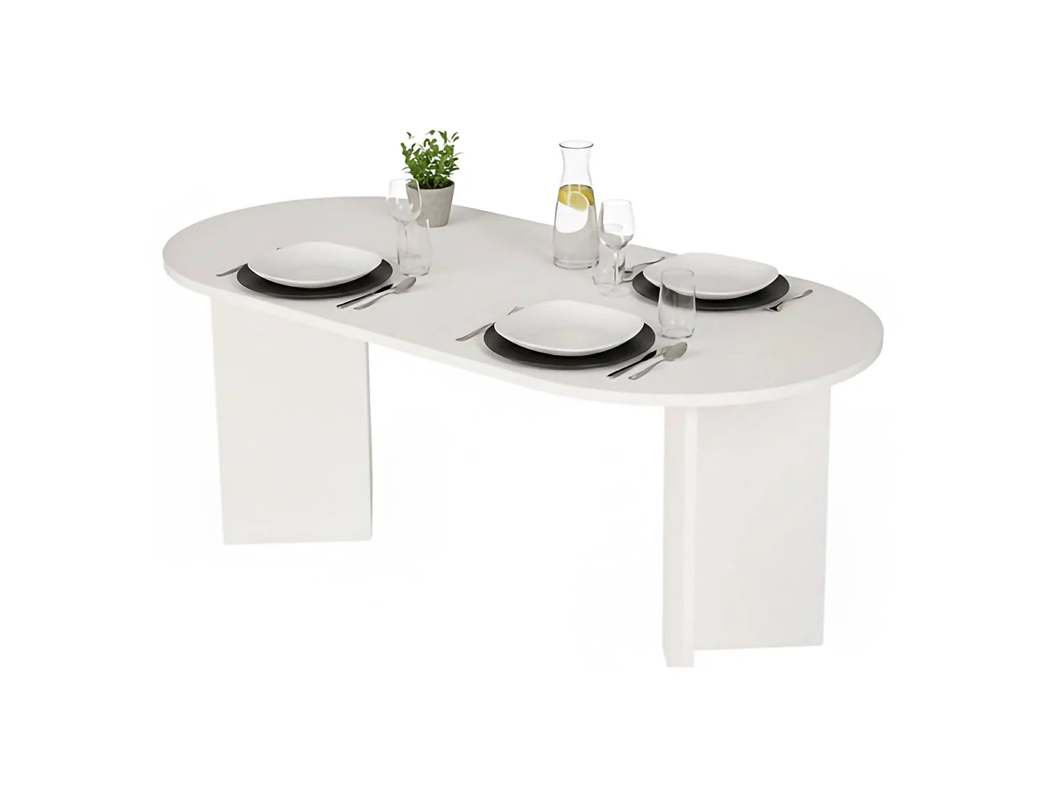 Tavolo Fisso Monterano, 6 Posti, 180x90x75h cm Bianco, Forma Ovale, Peso Supportato 70 kg