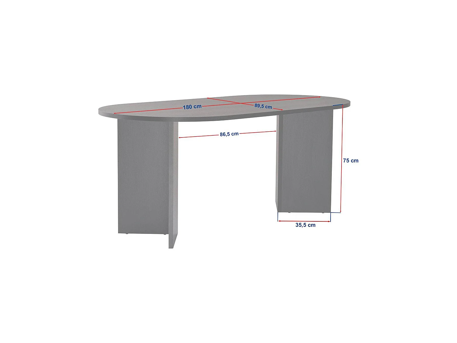 Tavolo Fisso Monterano, 6 Posti, 180x90x75h cm Bianco, Forma Ovale, Peso Supportato 70 kg
