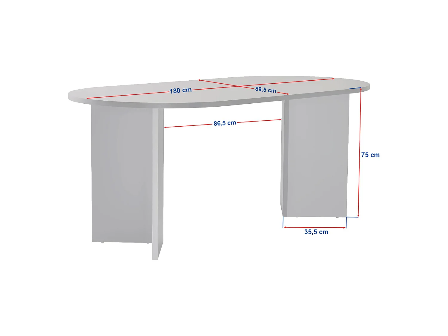 Table Fixe Monterano, 6 Places, 180x90x75h cm Marron Noyer Foncé, Forme Ovale, Plateau en Bois Noble