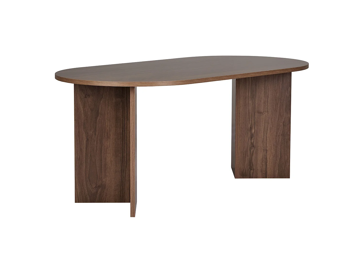 Table Fixe Monterano, 6 Places, 180x90x75h cm Marron Noyer Foncé, Forme Ovale, Plateau en Bois Noble