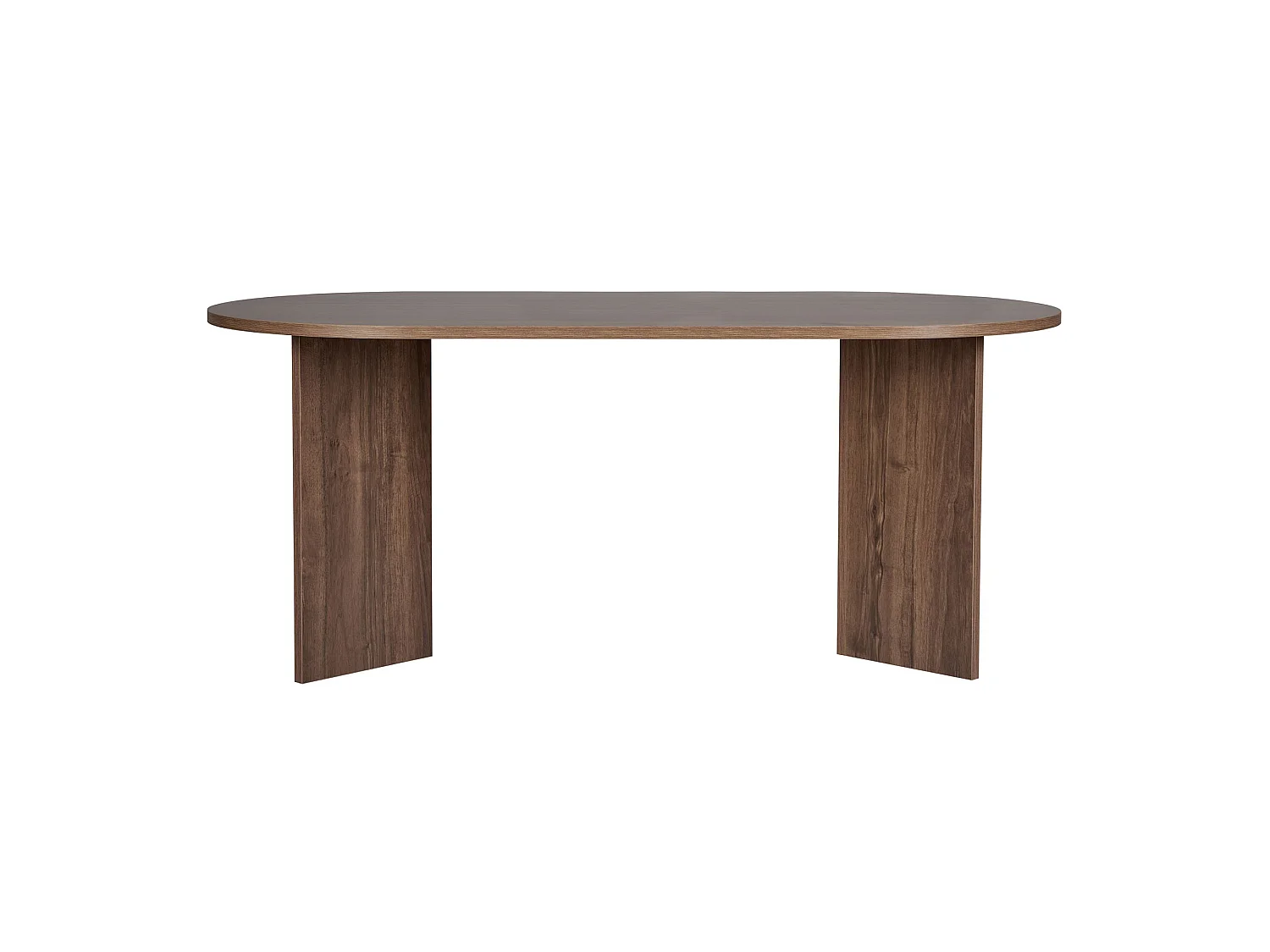 Table Fixe Monterano, 6 Places, 180x90x75h cm Marron Noyer Foncé, Forme Ovale, Plateau en Bois Noble