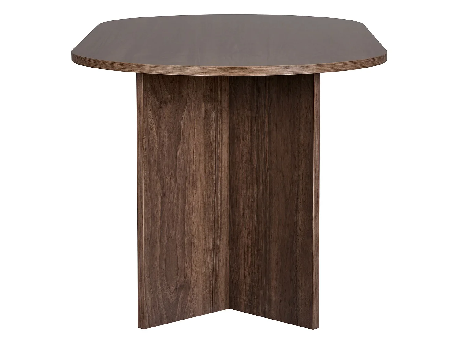 Table Fixe Monterano, 6 Places, 180x90x75h cm Marron Noyer Foncé, Forme Ovale, Plateau en Bois Noble