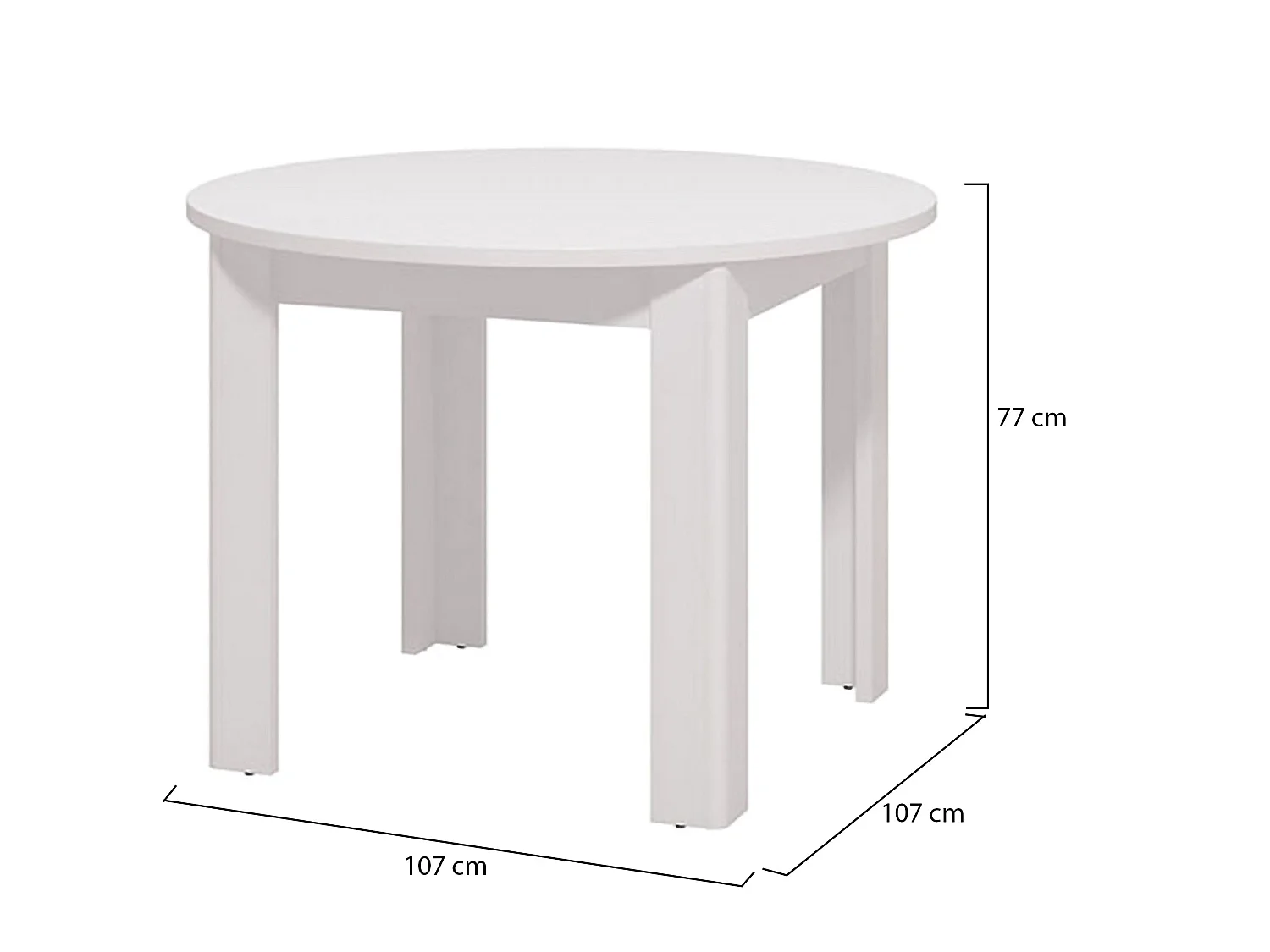 Tavolo Fisso Gorlago, 4 Posti, 107x107x77h cm Bianco, Forma Rotondo, Materiale Piano in Legno Nobilitato