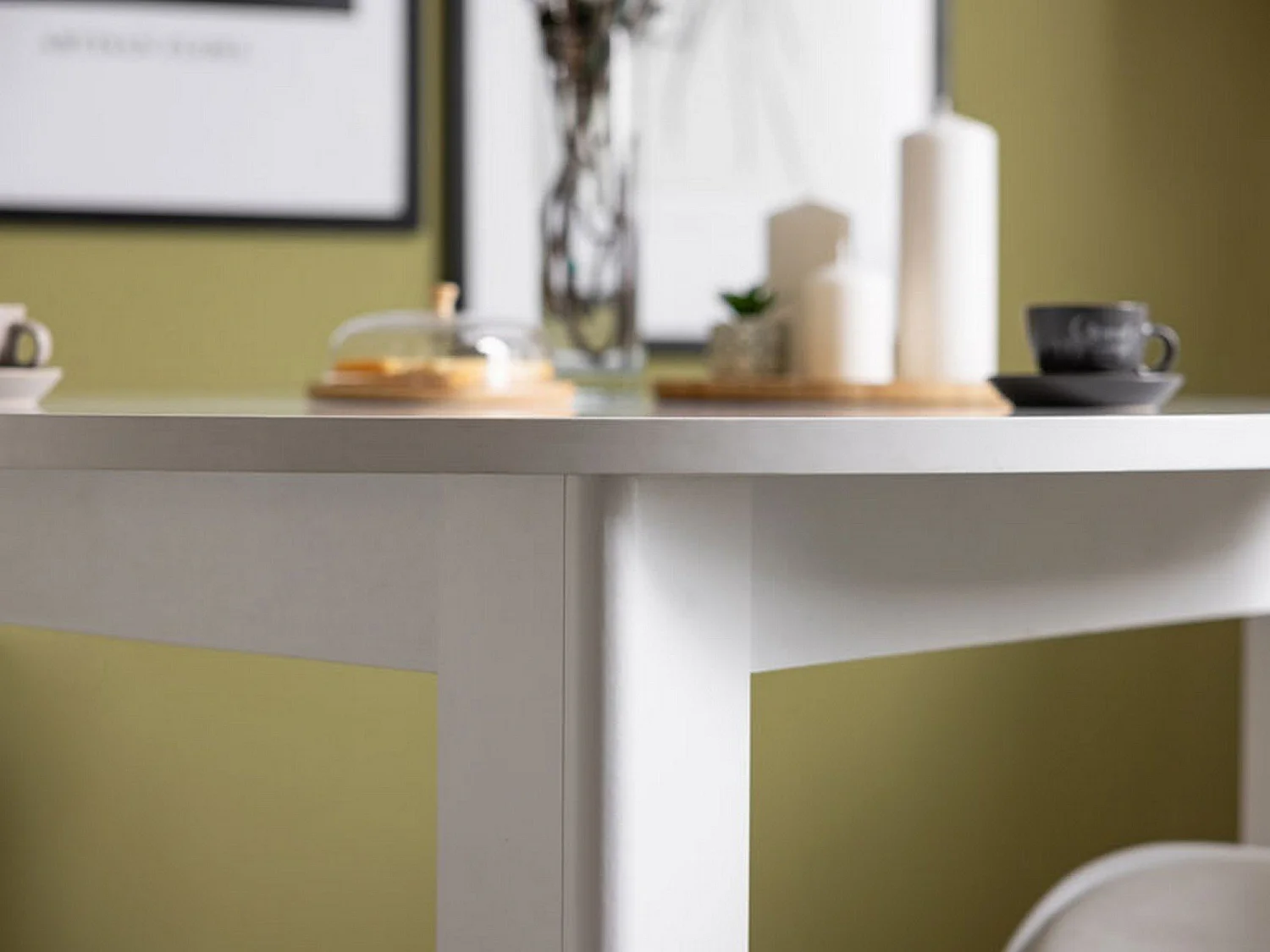 Tavolo Fisso Gorlago, 4 Posti, 107x107x77h cm Bianco, Forma Rotondo, Materiale Piano in Legno Nobilitato