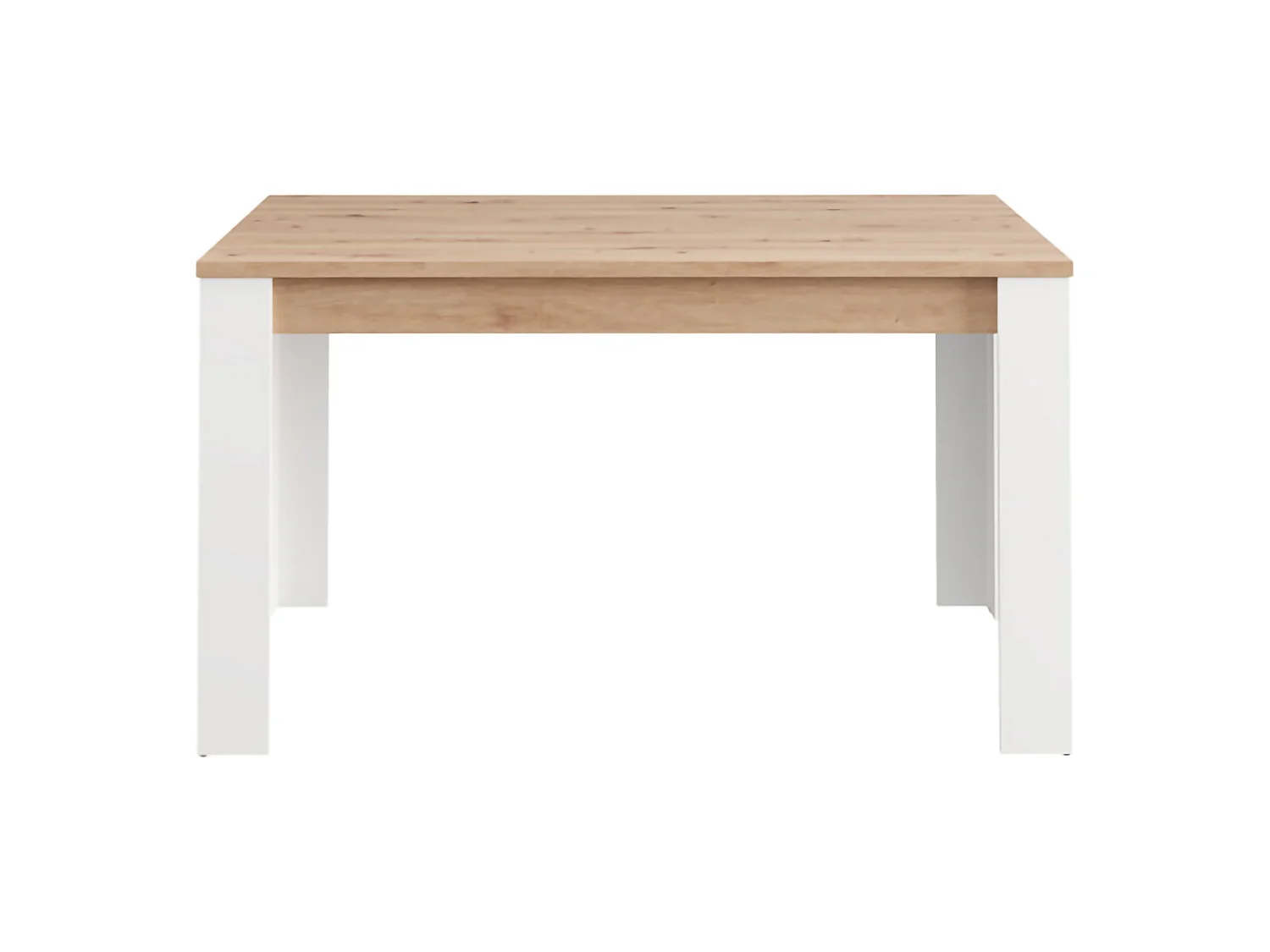 Table Fixe Luarca, 6 Places, 135x80x76h cm Chêne Brun Noeuds, Plateau Effet Lattes, Forme Rectangulaire