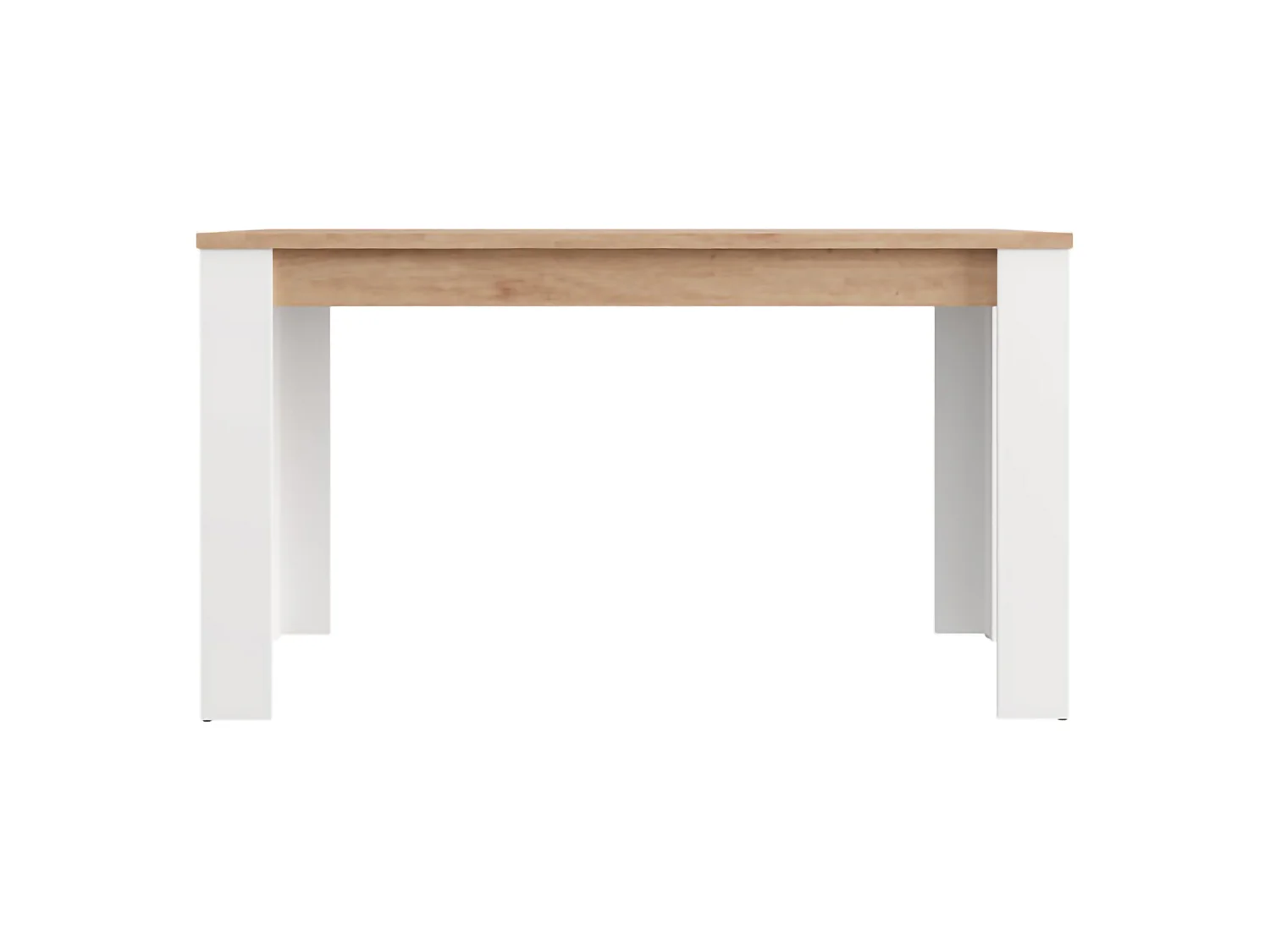 Table Fixe Luarca, 6 Places, 135x80x76h cm Chêne Brun Noeuds, Plateau Effet Lattes, Forme Rectangulaire