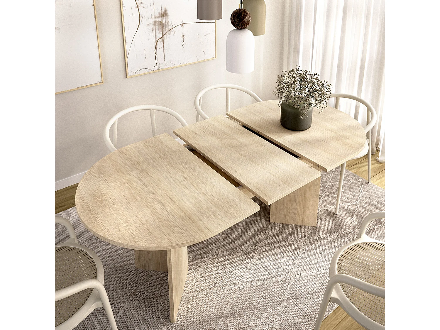 Table Extensible Espanola, 6 Places, 90x140x76h cm Chêne Marron, Extensible, Mécanisme Extension Allonge Centrale
