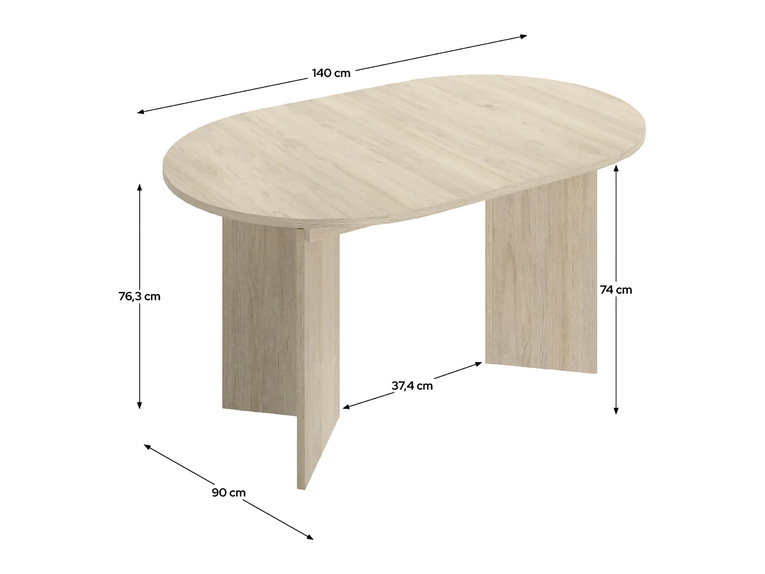 Table Extensible Espanola, 6 Places, 90x140x76h cm Chêne Marron, Extensible, Mécanisme Extension Allonge Centrale