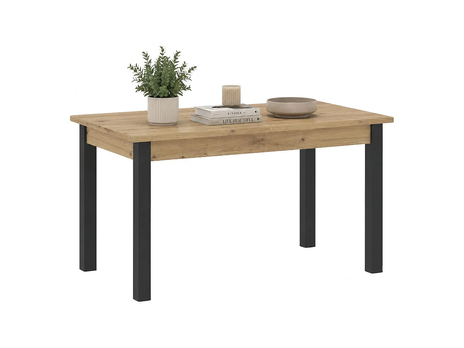 Table Fixe Litabana, 6 Places, 120x70x76h cm Chêne Marron, Forme Rectangulaire, Teinte Chêne Nœuds