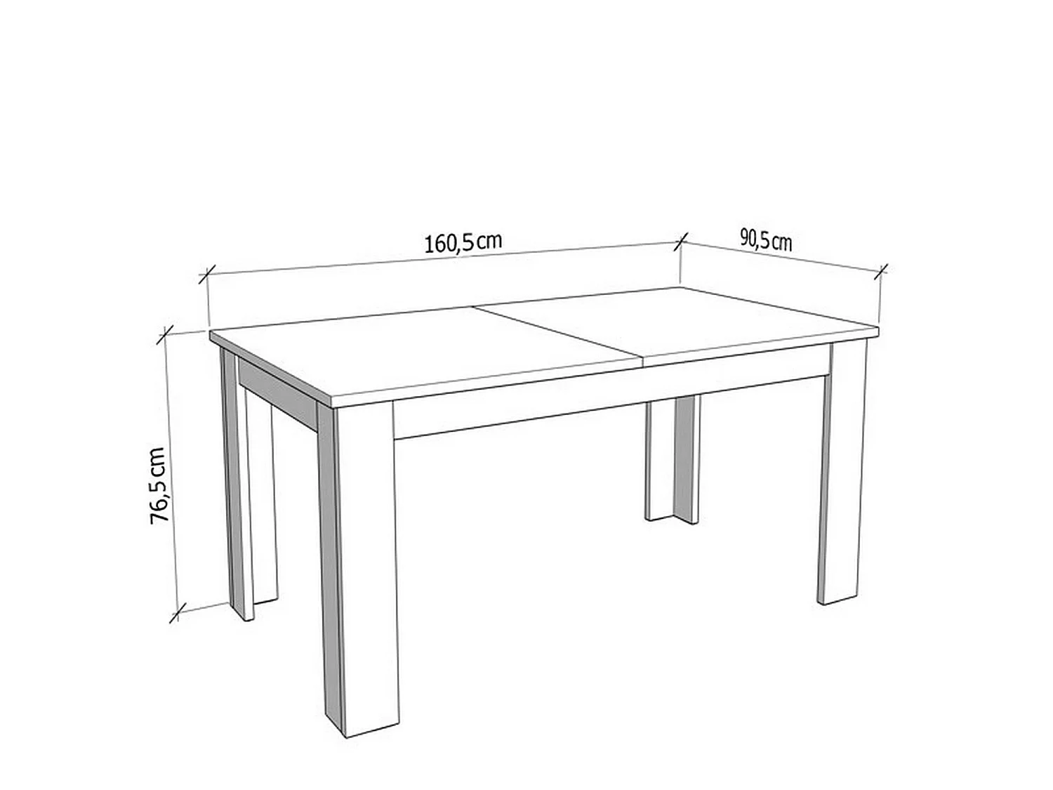 Table Extensible Lanusei, 8 Places, 161x91x77h cm Chêne Brun Nud, Extensible, Mécanisme Extension Centrale