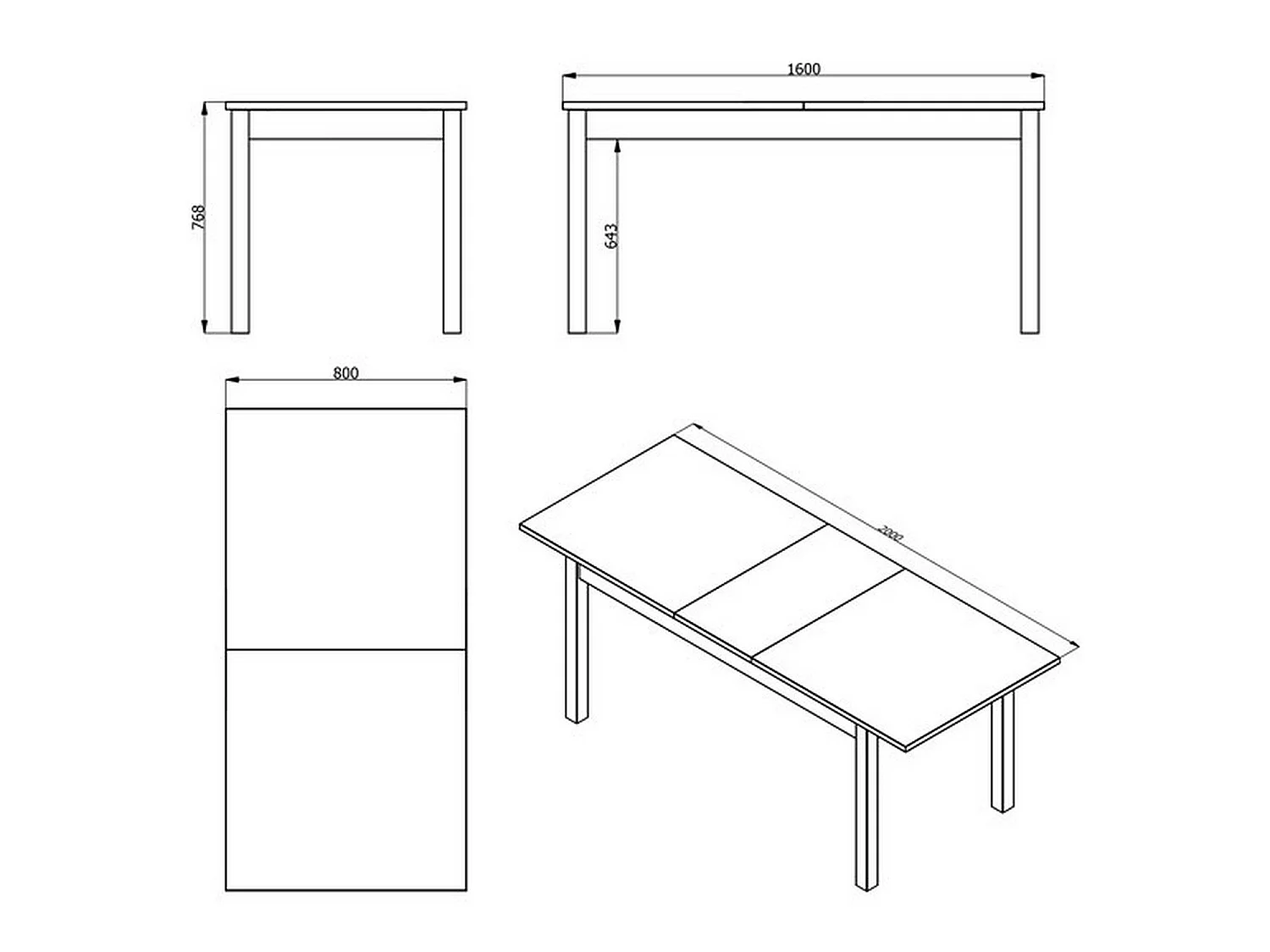Table Éxtensible Bulzi, 8 Places, 160x80x77h cm Beige, Éxtensible, Mécanisme Extension Centrale