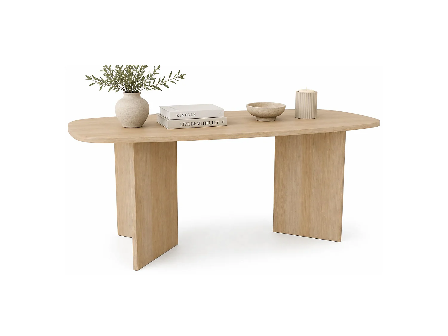 Table Fixe Milani, 6 Places, 190x100x75h cm Marron Chêne, Forme Ovale, Teinte Couleur Structure Chêne