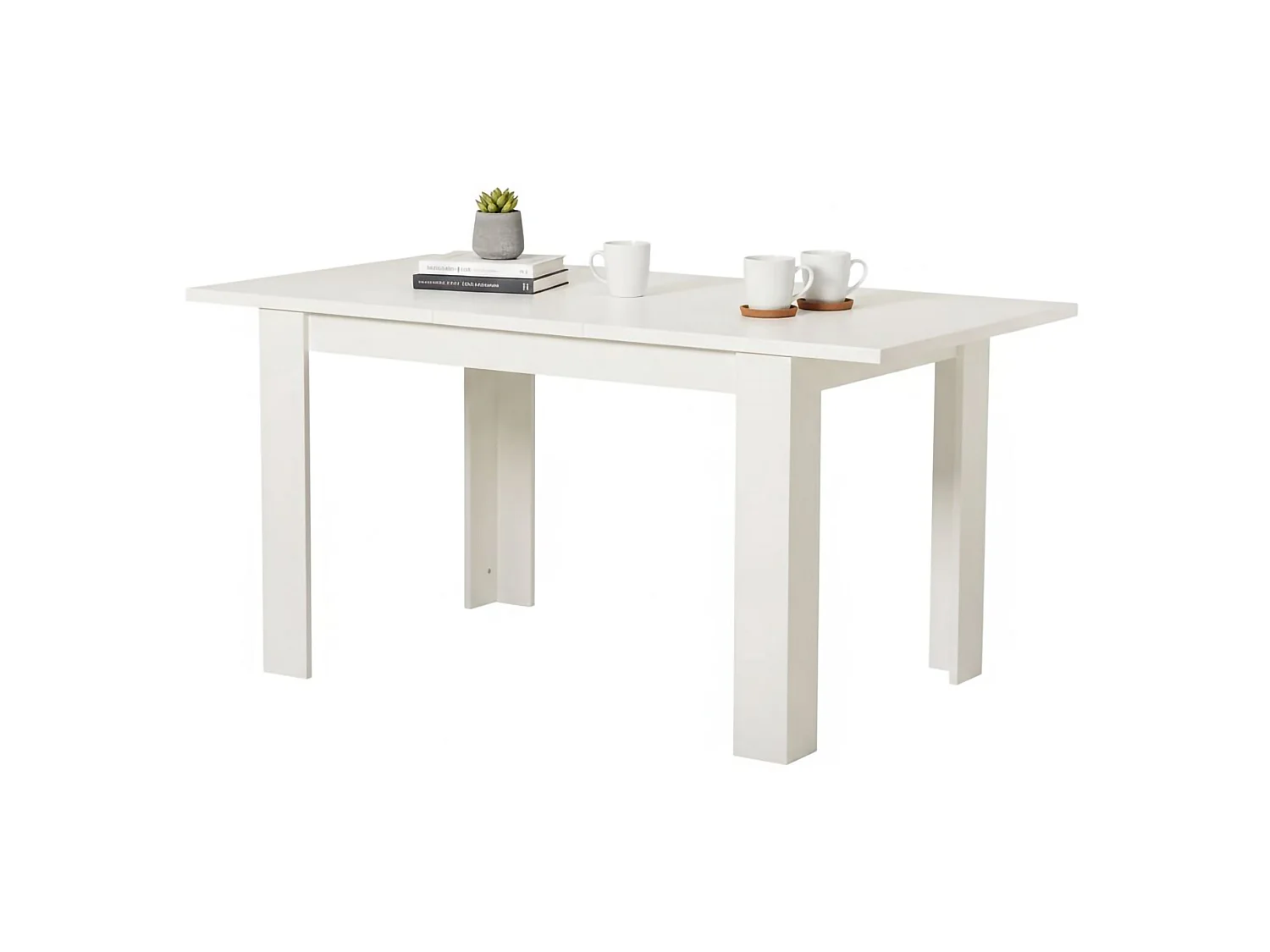 Table Fixe Uscio, 6 Places, 120x80x75h cm Blanc, Forme Rectangulaire, Plateau en Bois Mélaminé
