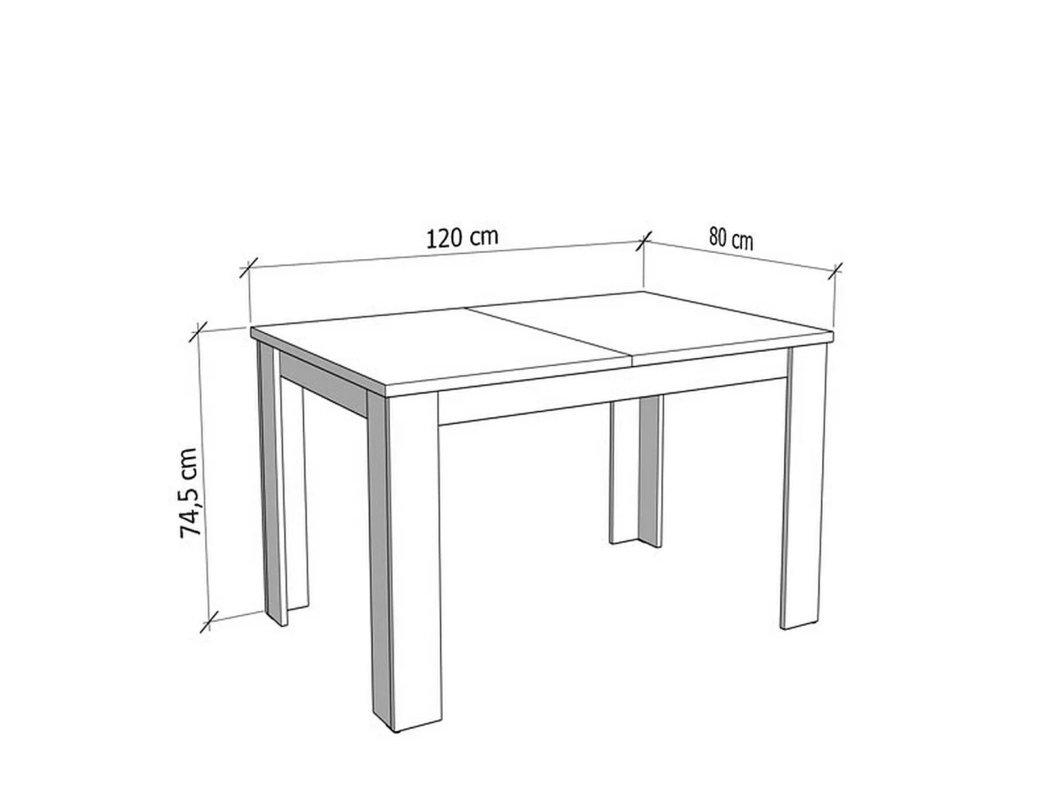 Table Fixe Uscio, 6 Places, 120x80x75h cm Blanc, Forme Rectangulaire, Plateau en Bois Mélaminé