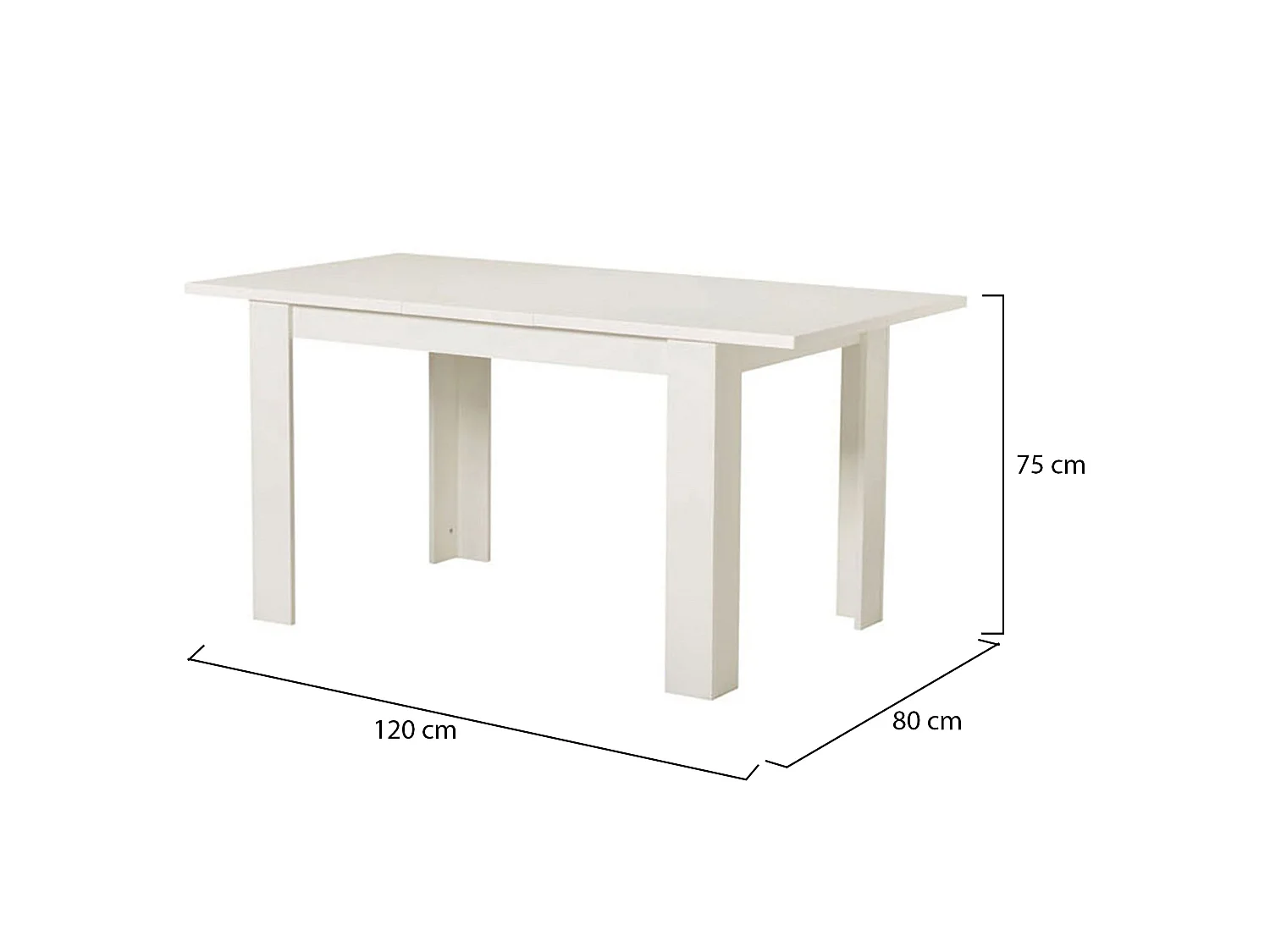 Table Fixe Uscio, 6 Places, 120x80x75h cm Blanc, Forme Rectangulaire, Plateau en Bois Mélaminé