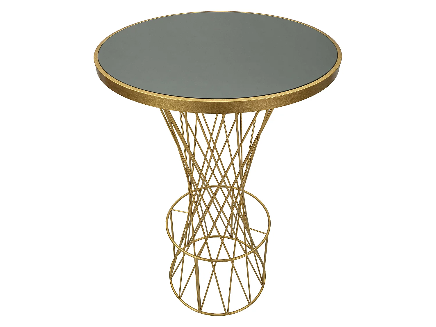 Table Fixe Fakari, 2 Places, 70x70x103h cm Transparent, Structure Tressée, Forme Ronde