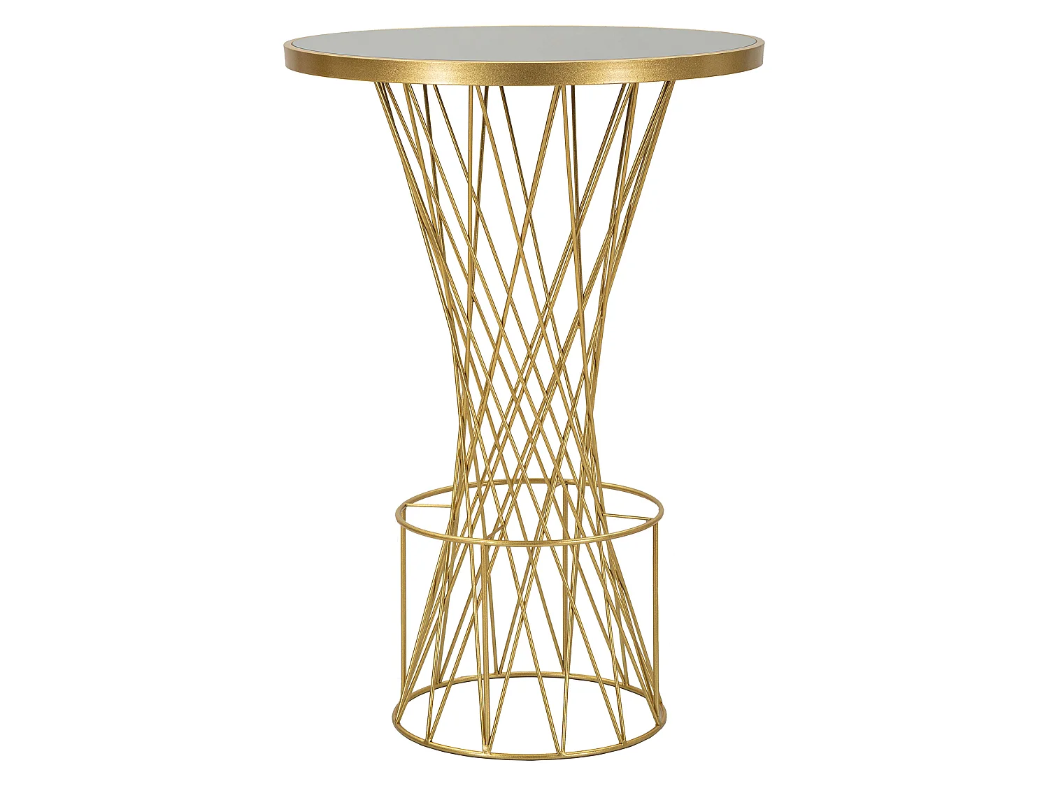 Table Fixe Fakari, 2 Places, 70x70x103h cm Transparent, Structure Tressée, Forme Ronde