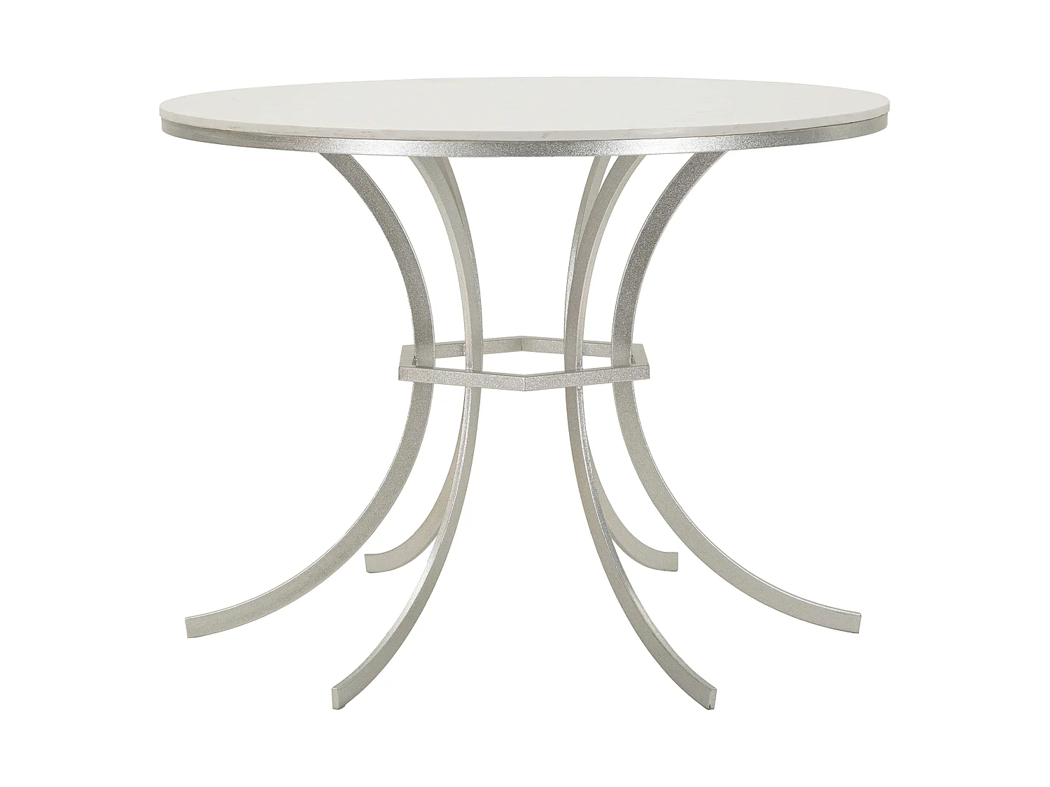Tavolo Fisso Otmar, 2 Posti, 100x100x77h cm Bianco Marmo, Piano Effetto Marmo, Forma Rotondo